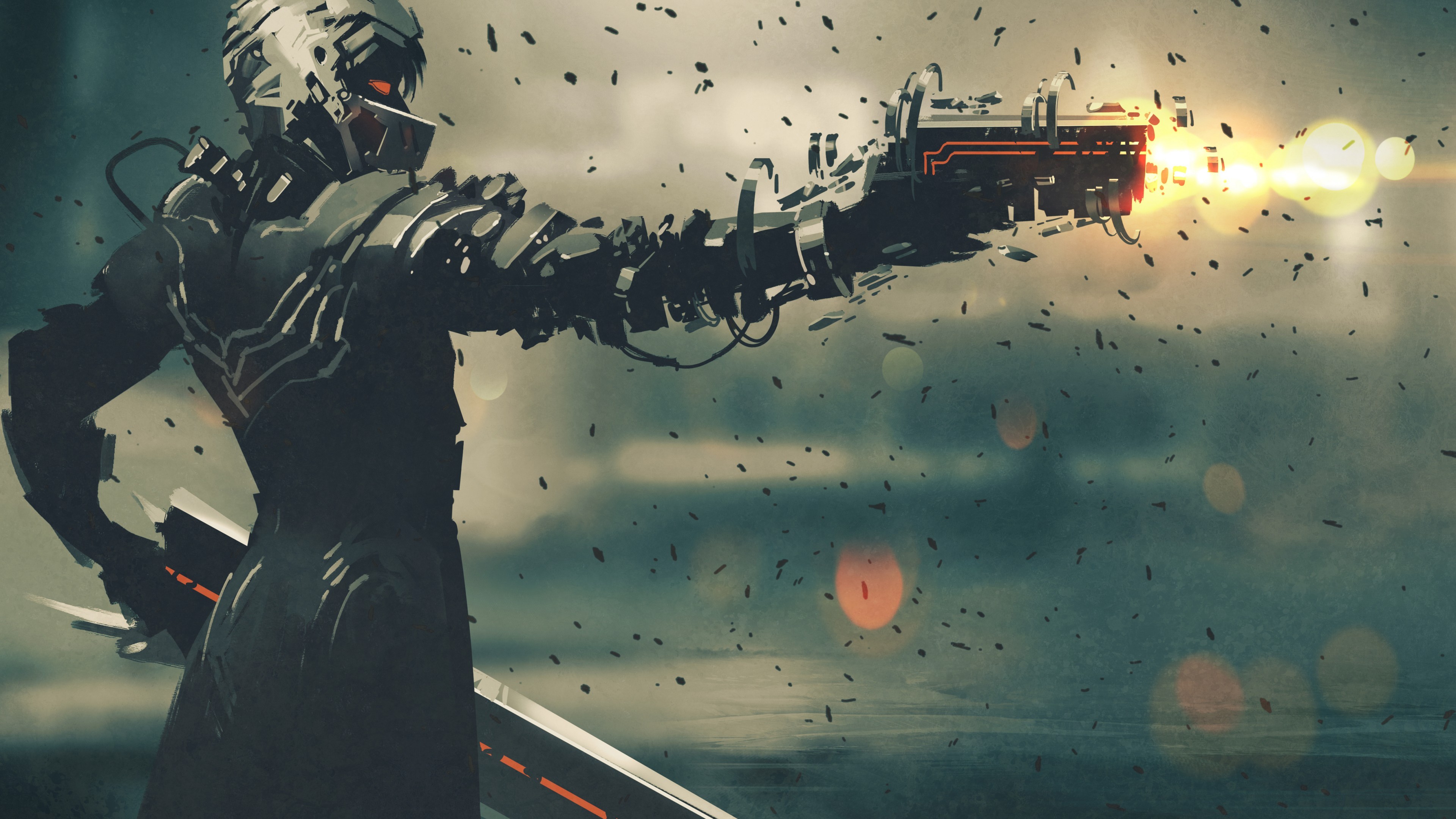 warrior, sword, science fiction, side view, HD Wallpaper