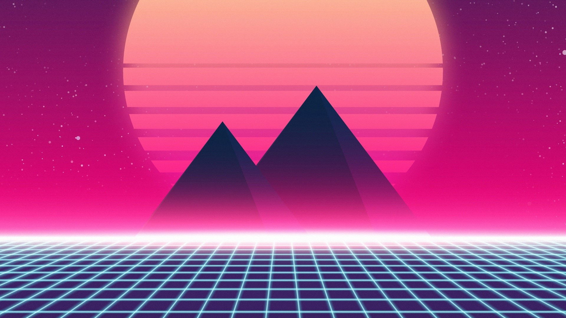 pyramid, digital art, Retrowave, synthwave, neon, HD Wallpaper
