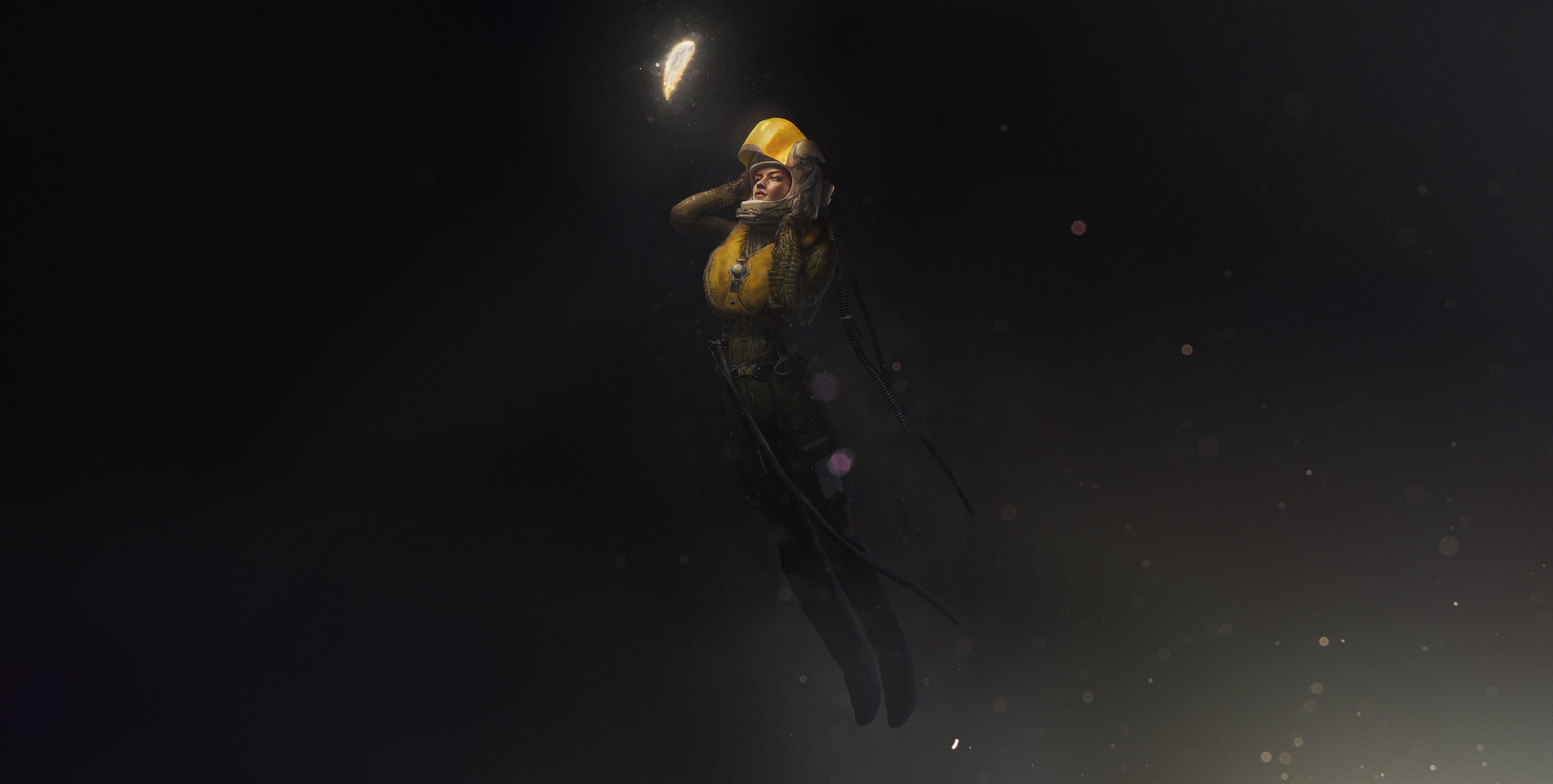 space, space art, science fiction, artwork, women, HD Wallpaper