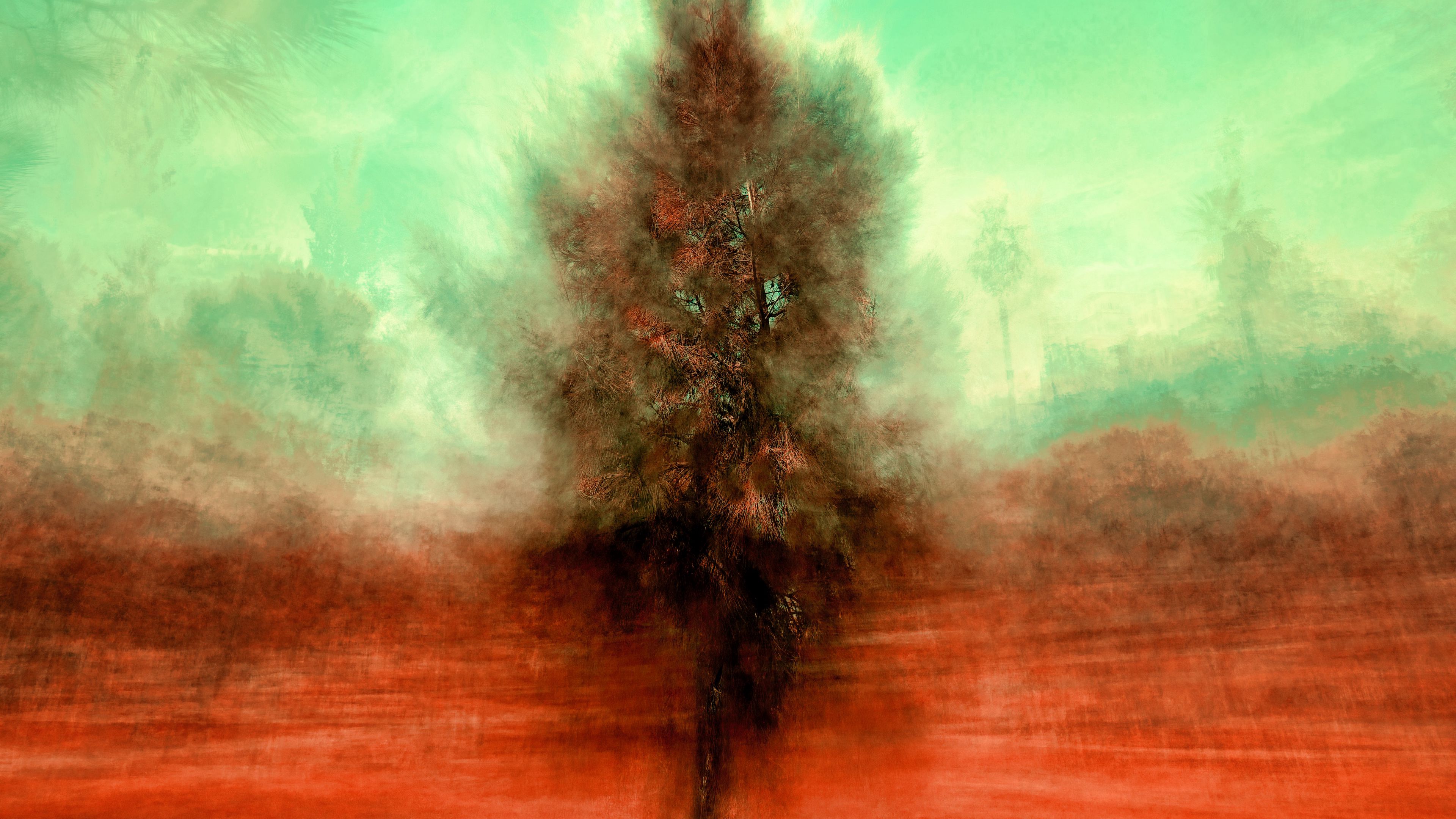 tree, outlines, paint, abstraction, 4k, HD Wallpaper