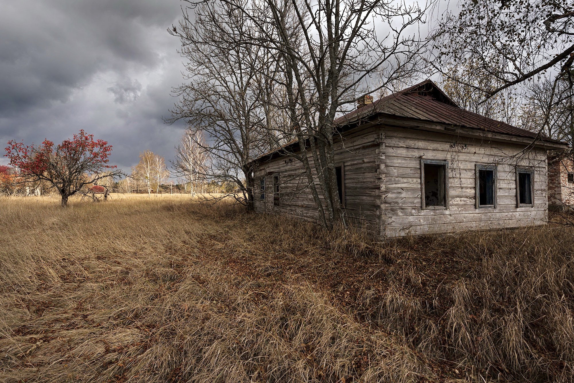 house, ruin, field, outdoors, HD Wallpaper