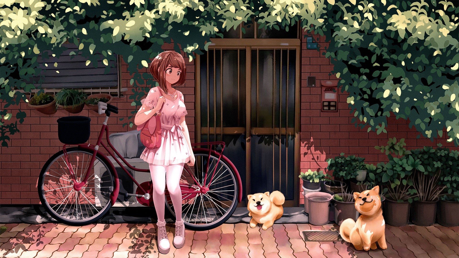 anime, Boku no Hero Academia, Uraraka Ochako, dog, anime girls, HD Wallpaper