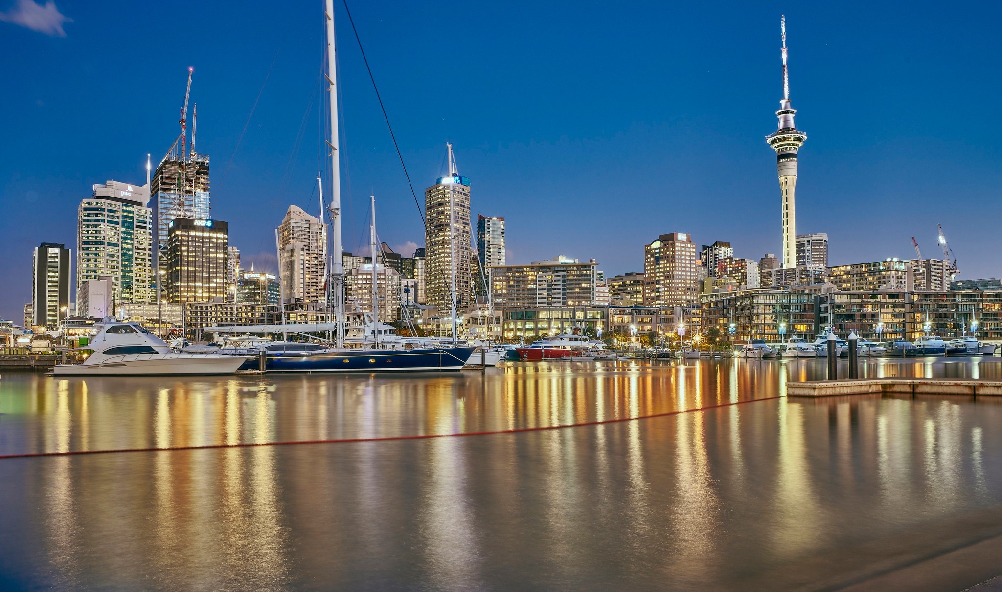 New Zealand, harbor, Auckland, cityscape, city, lights, HD Wallpaper