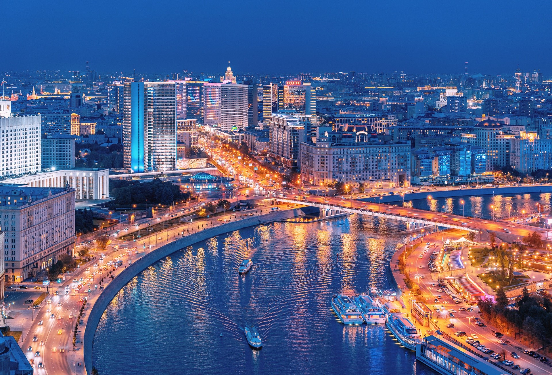 Russia, cityscape, night, lights, Moscow, HD Wallpaper