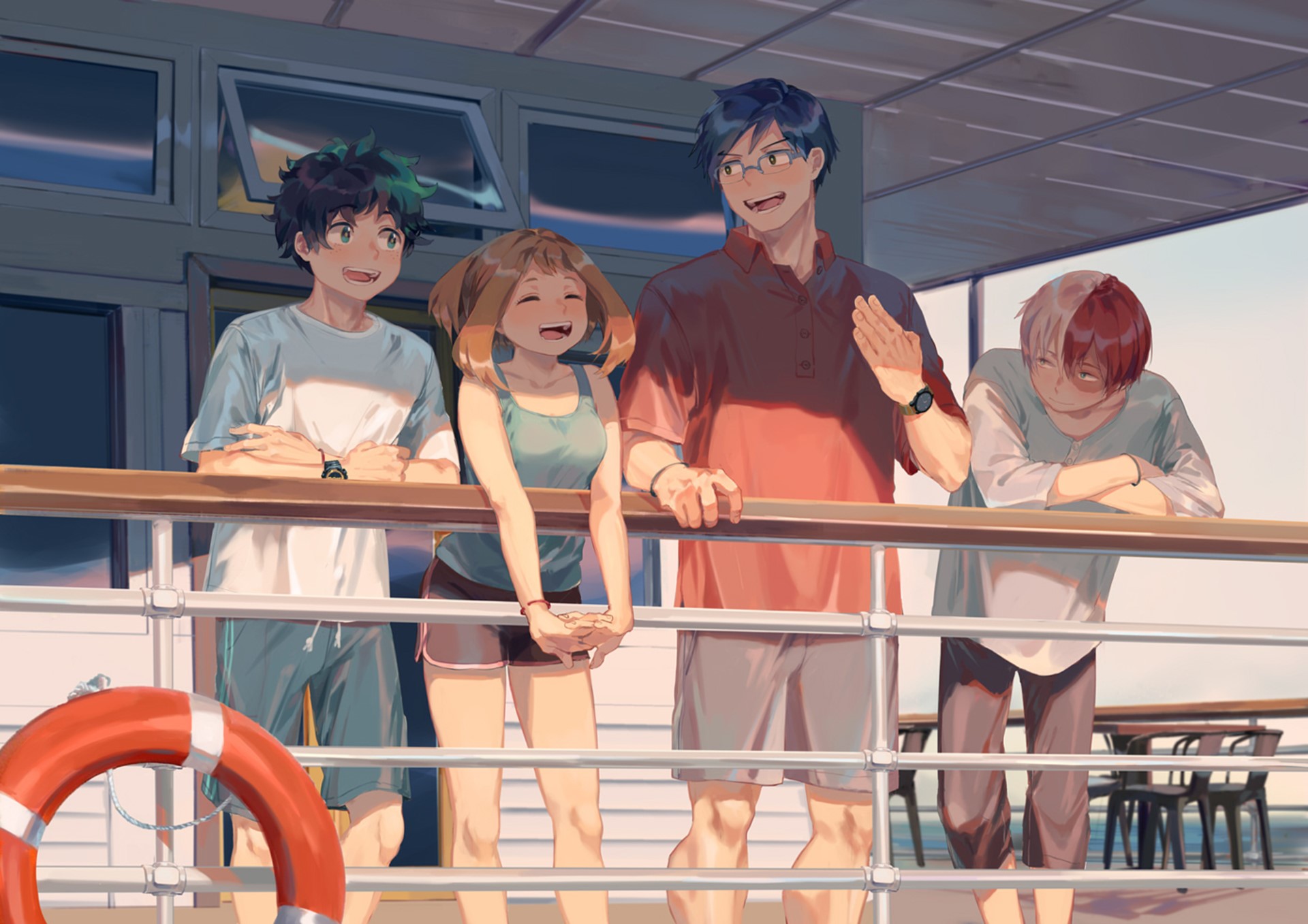 anime, Boku no Hero Academia, Tenya Iida, Uraraka Ochako, Midoriya Izuku, Izuku Midoriya, Todoroki, Shoto Todoroki, Todoroki Shōto, Shouto Todoroki, HD Wallpaper