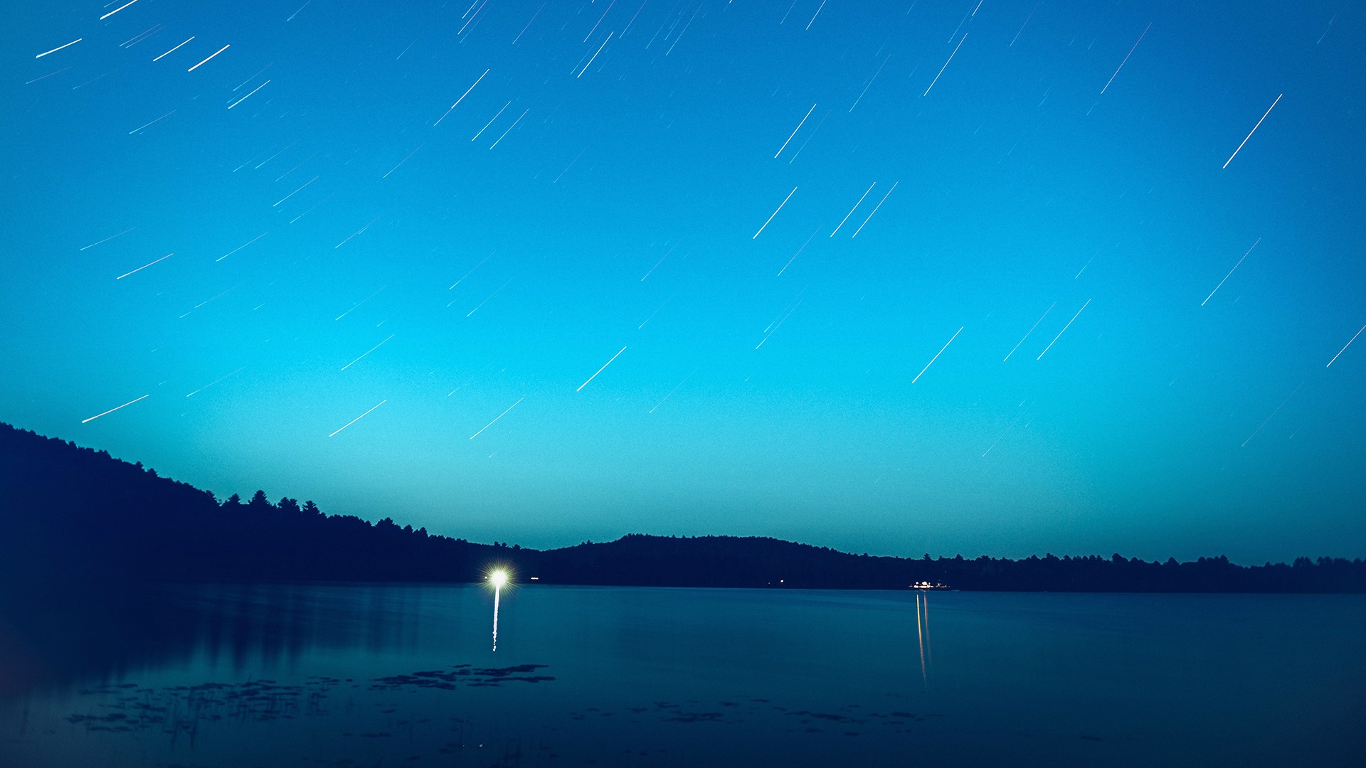 stars, water, sky, long exposure, night, outdoors, blue, HD Wallpaper