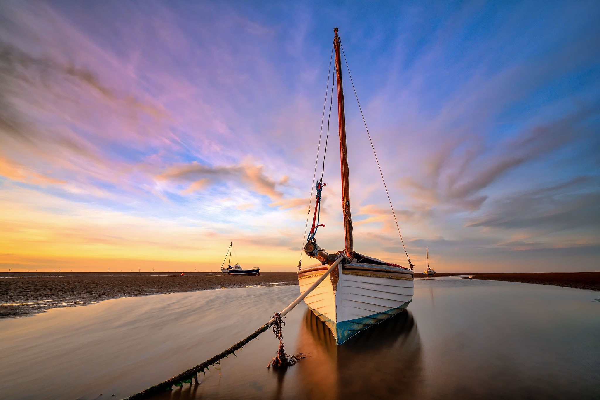 sky, clouds, boat, outdoors, vehicle, HD Wallpaper