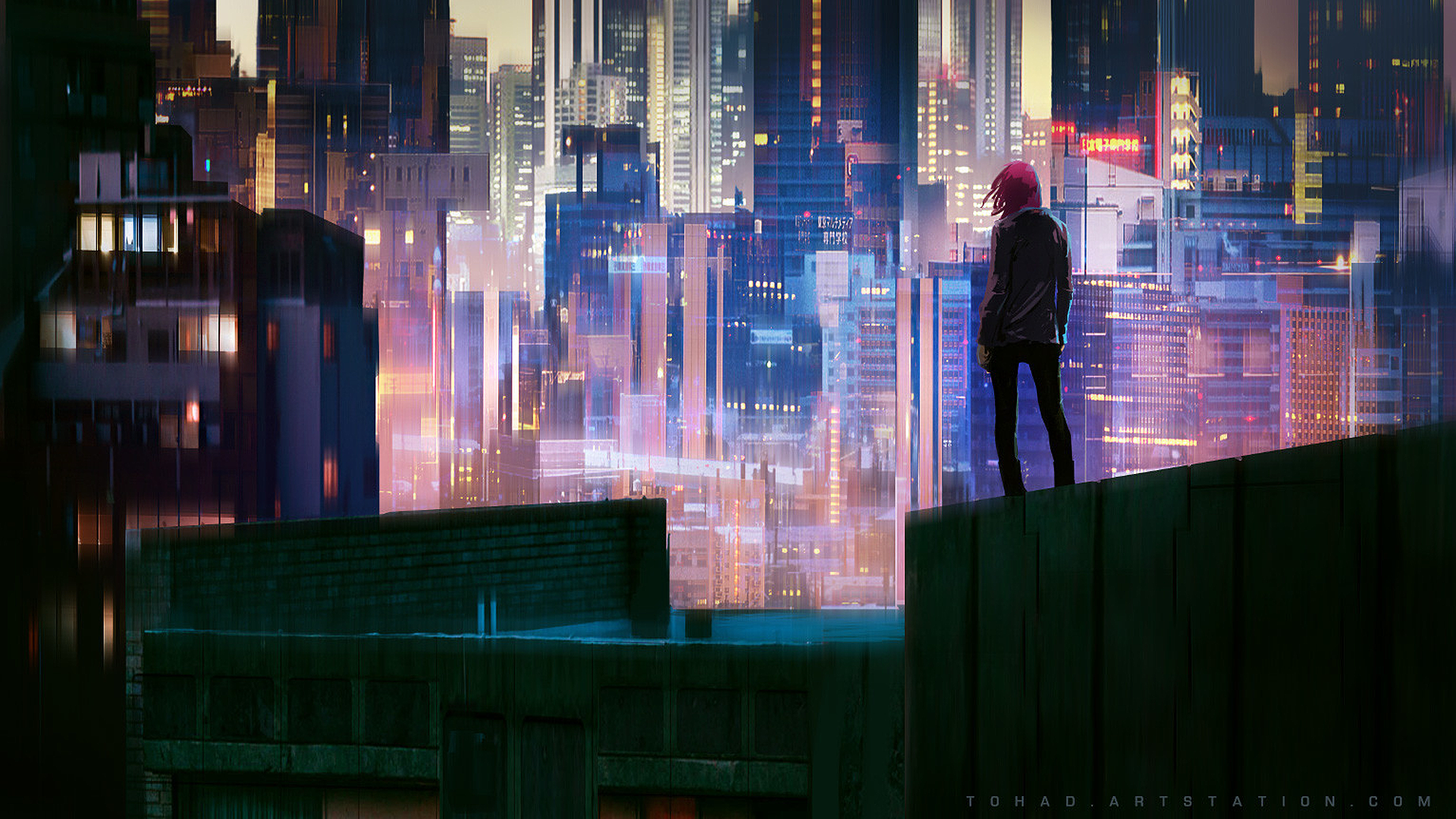 Sylvain Sarrailh, artwork, cityscape, alone, building, skyscraper, HD Wallpaper