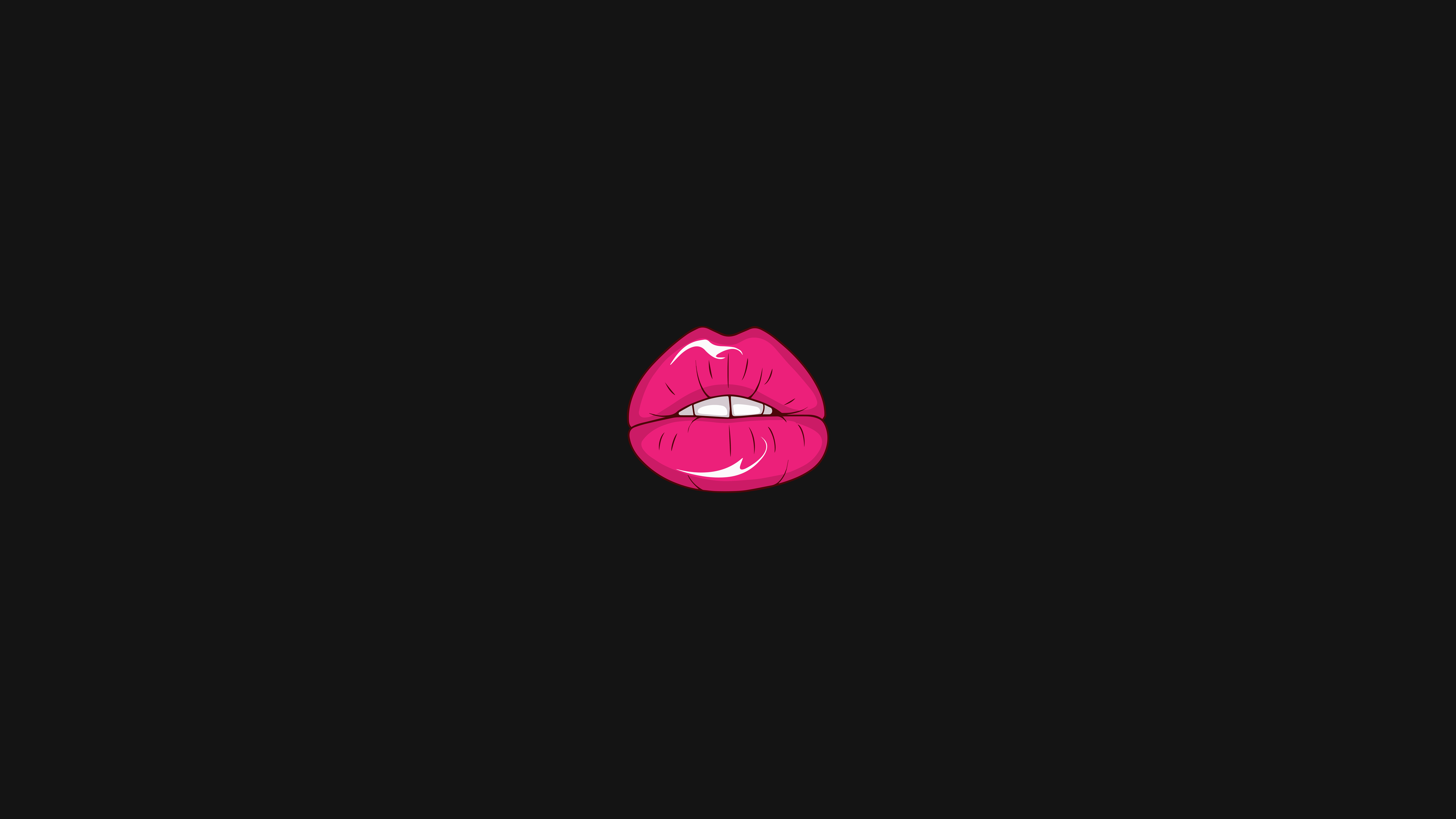 simple, minimalism, lips, simple background, black background, HD Wallpaper