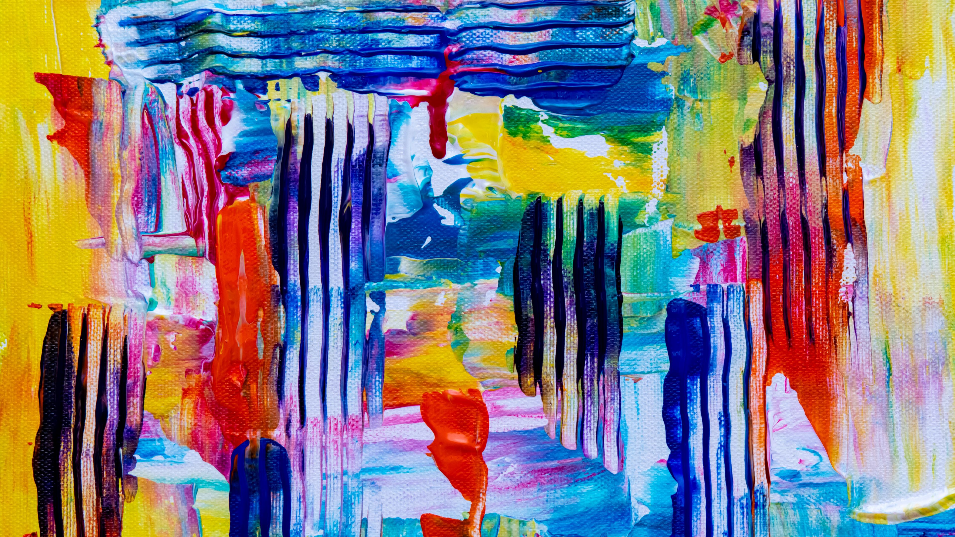 paint, canvas, spots, colorful, stripes, relief, 4k, HD Wallpaper