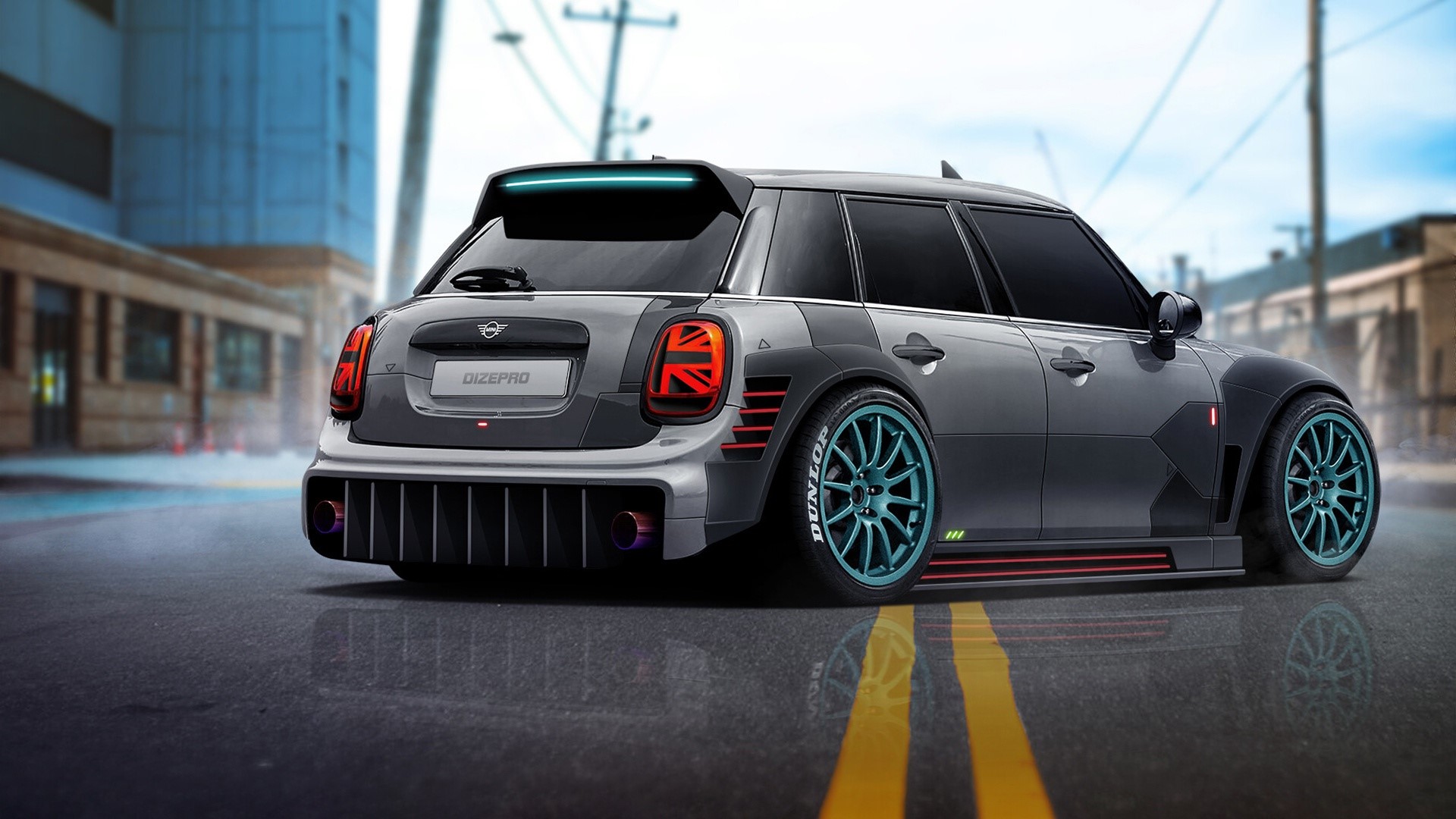 digital art, car, render, artwork, vehicle, Mini Cooper, silver cars, HD Wallpaper
