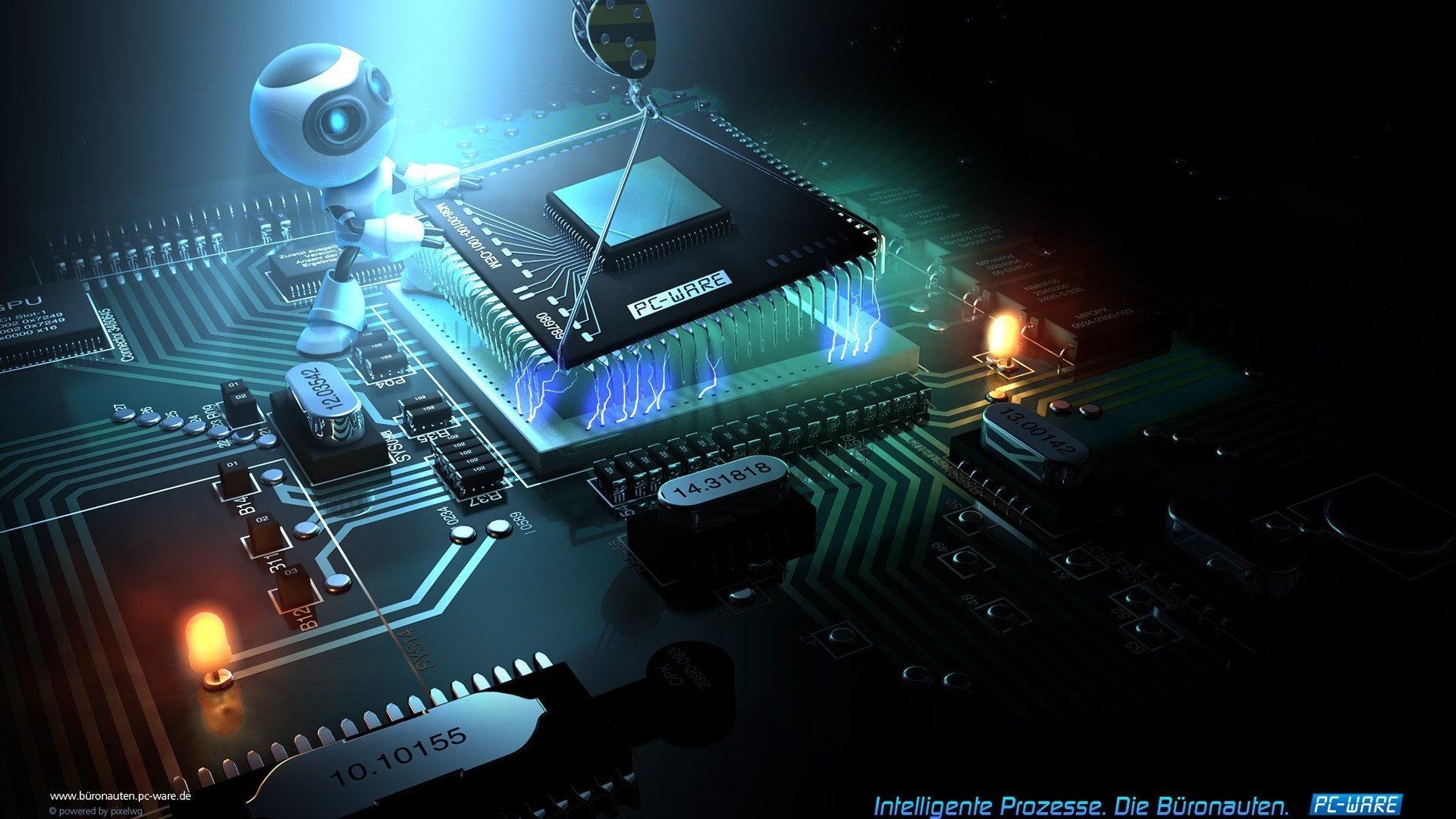 circuit, robot, cyan, motherboards, CPU, HD Wallpaper