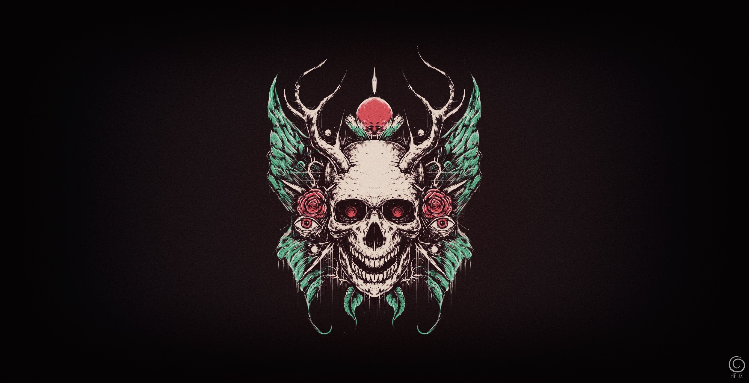 minimalism, simple background, black background, skull, artwork, HD Wallpaper