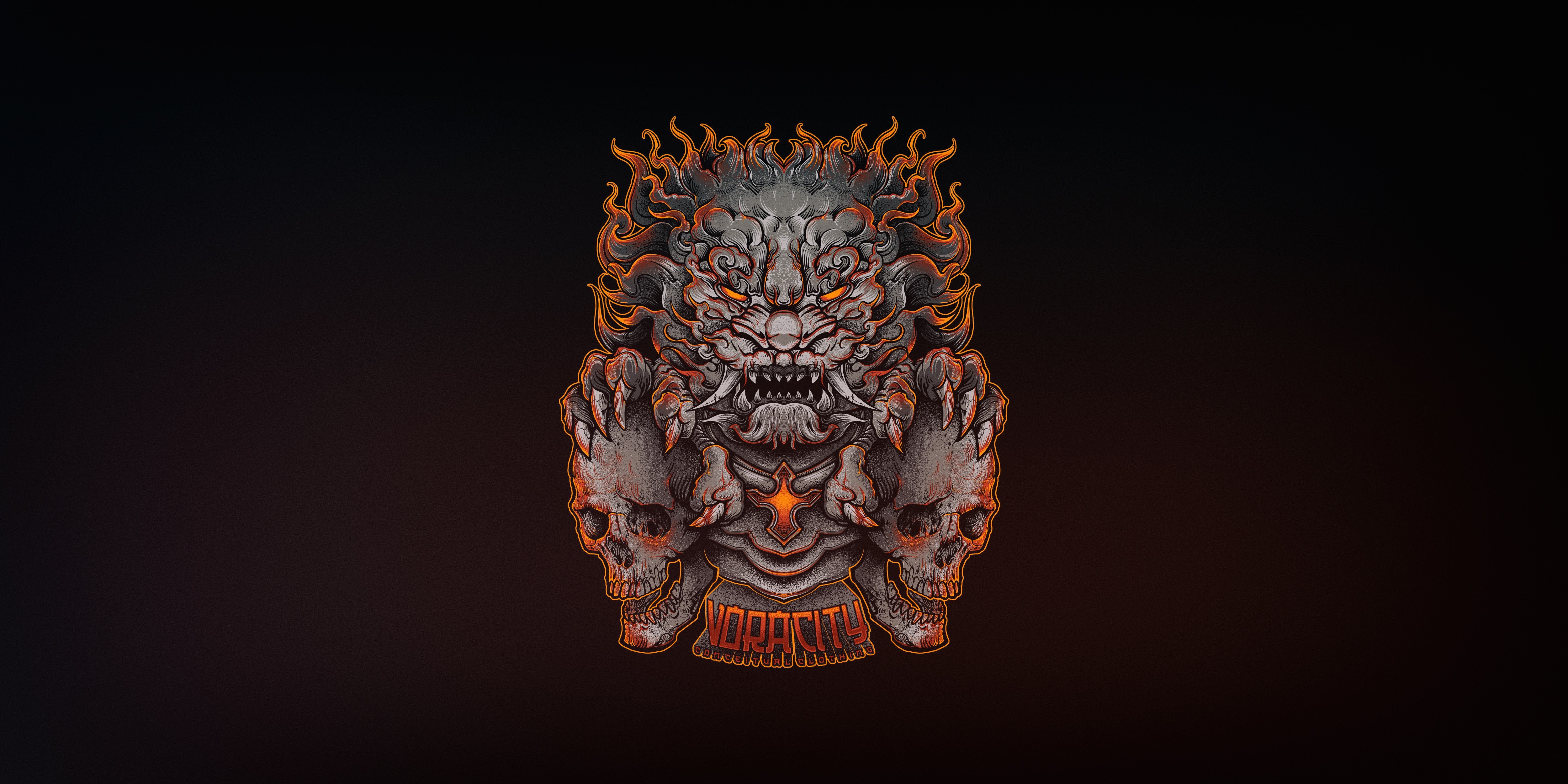 simple background, dragon, artwork, skull, HD Wallpaper