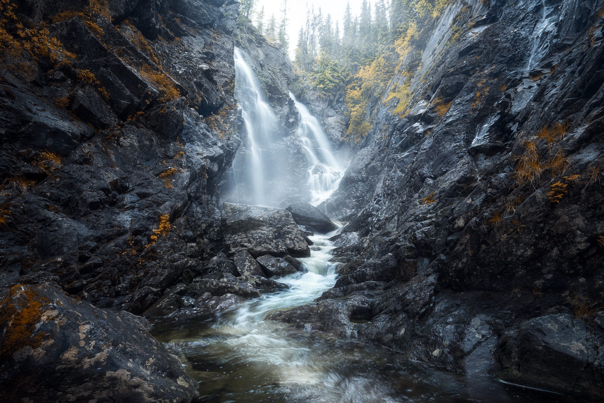 rock, nature, outdoors, water, waterfall, HD Wallpaper