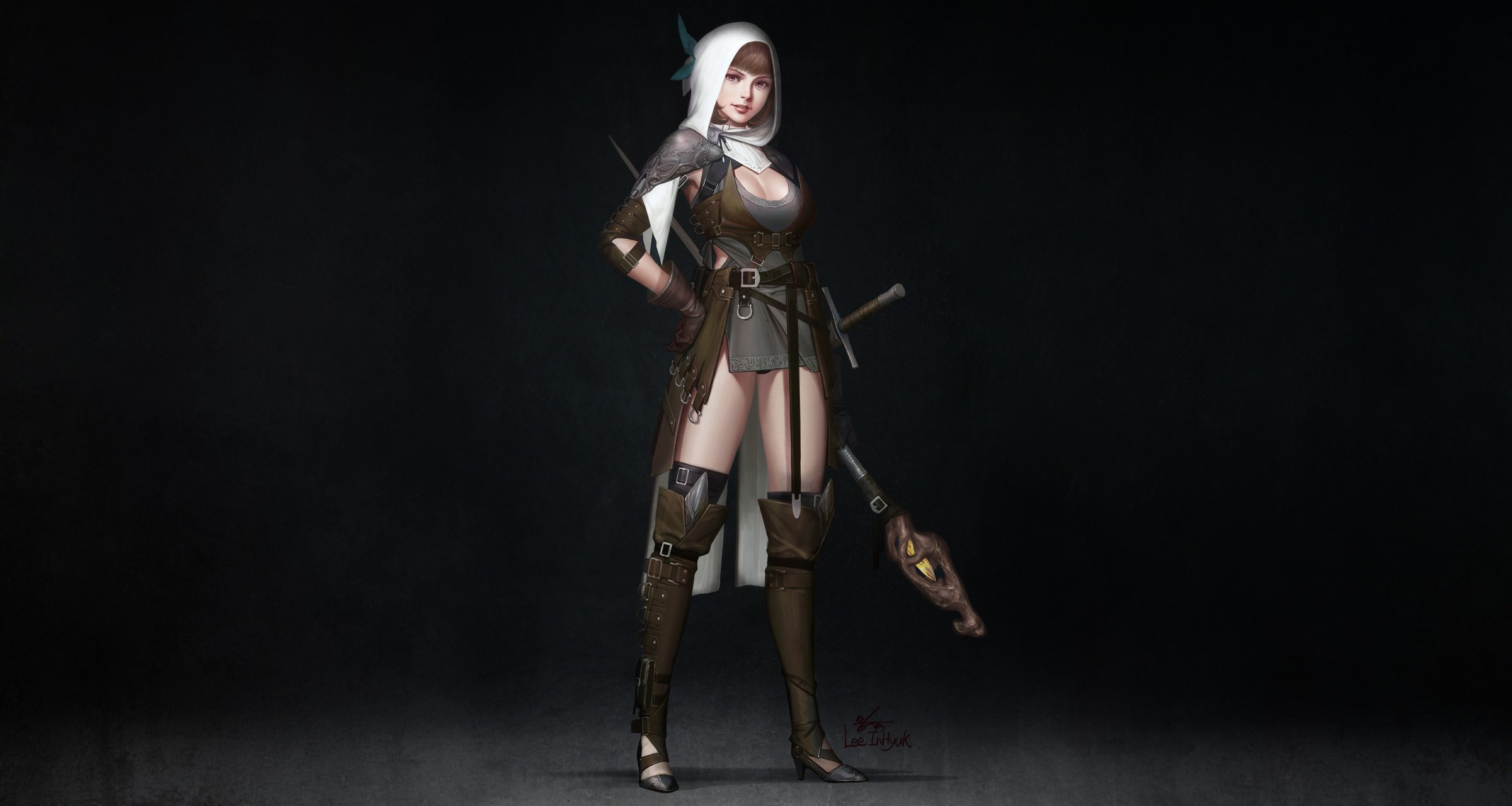 simple background, fantasy art, fantasy girl, HD Wallpaper