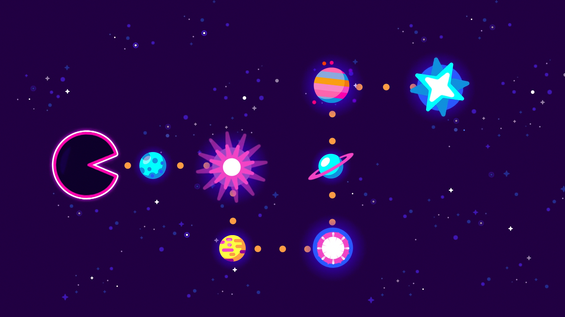 Pacman, stars, universe, space, digital art, artwork, HD Wallpaper