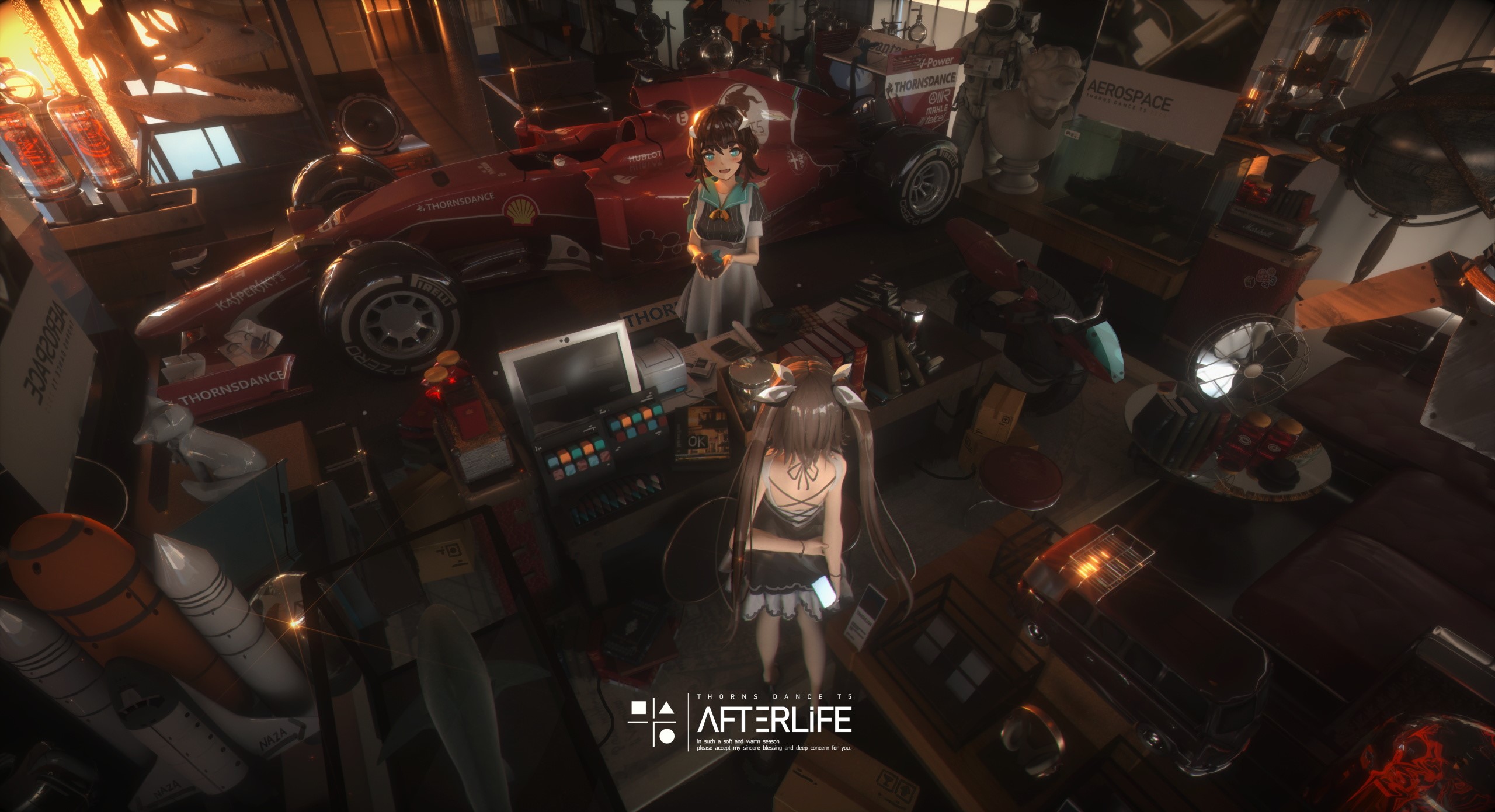 anime, anime girls, digital art, artwork, portrait, 3D, car, vehicle, race cars, T5, HD Wallpaper