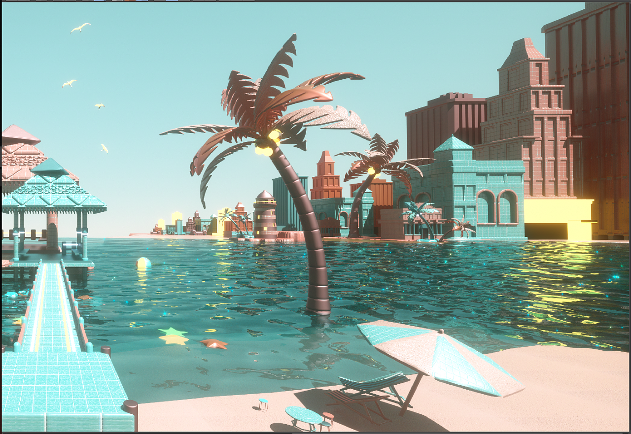Cinema 4D, render, palm trees, HD Wallpaper
