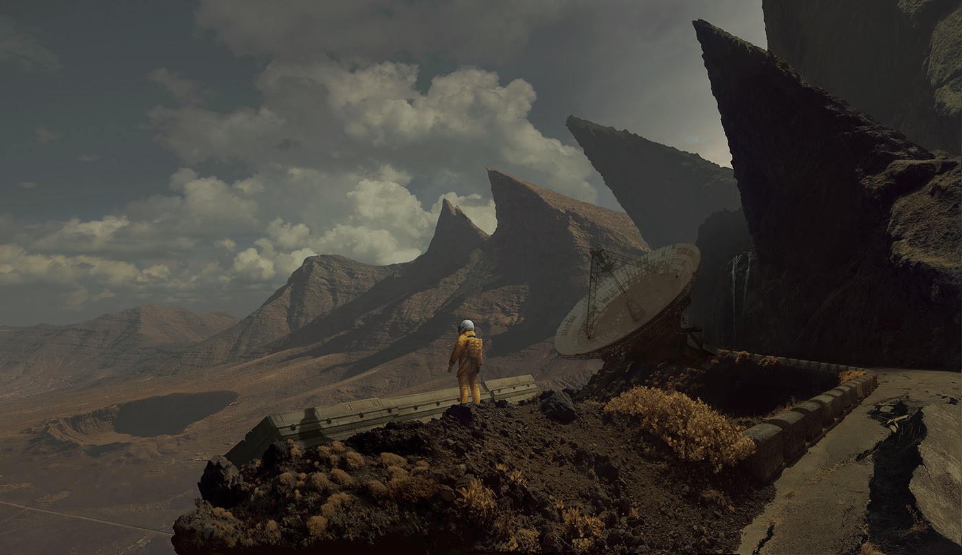 space, Cinema 4D, science fiction, planet, astronaut, digital art, HD Wallpaper