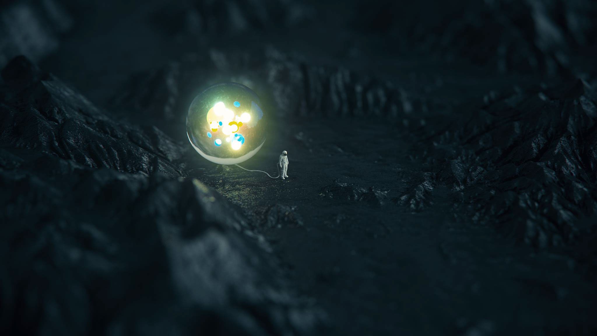 space, Cinema 4D, astronaut, digital art, render, space art, HD Wallpaper