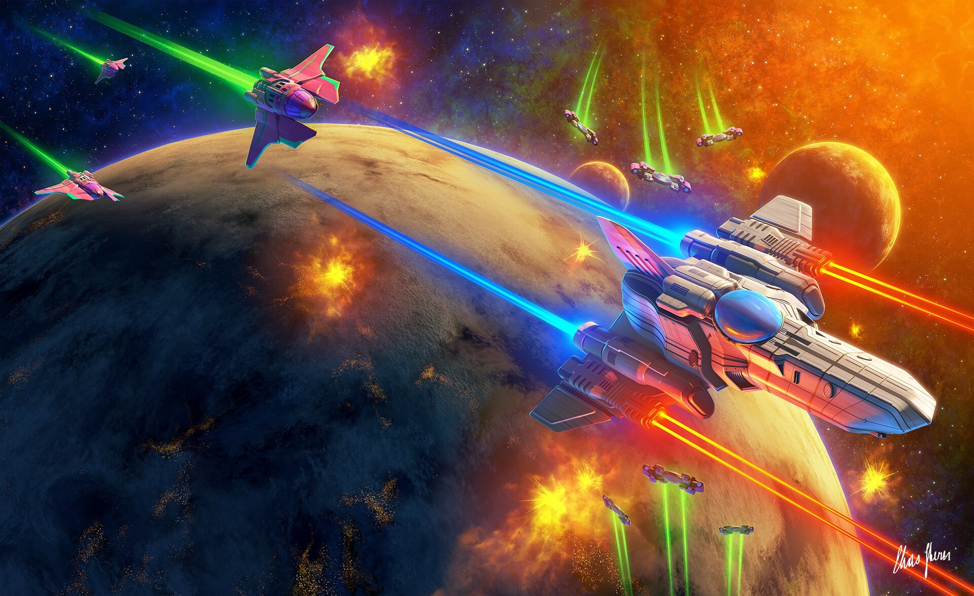 colorful, space, science fiction, artwork, HD Wallpaper