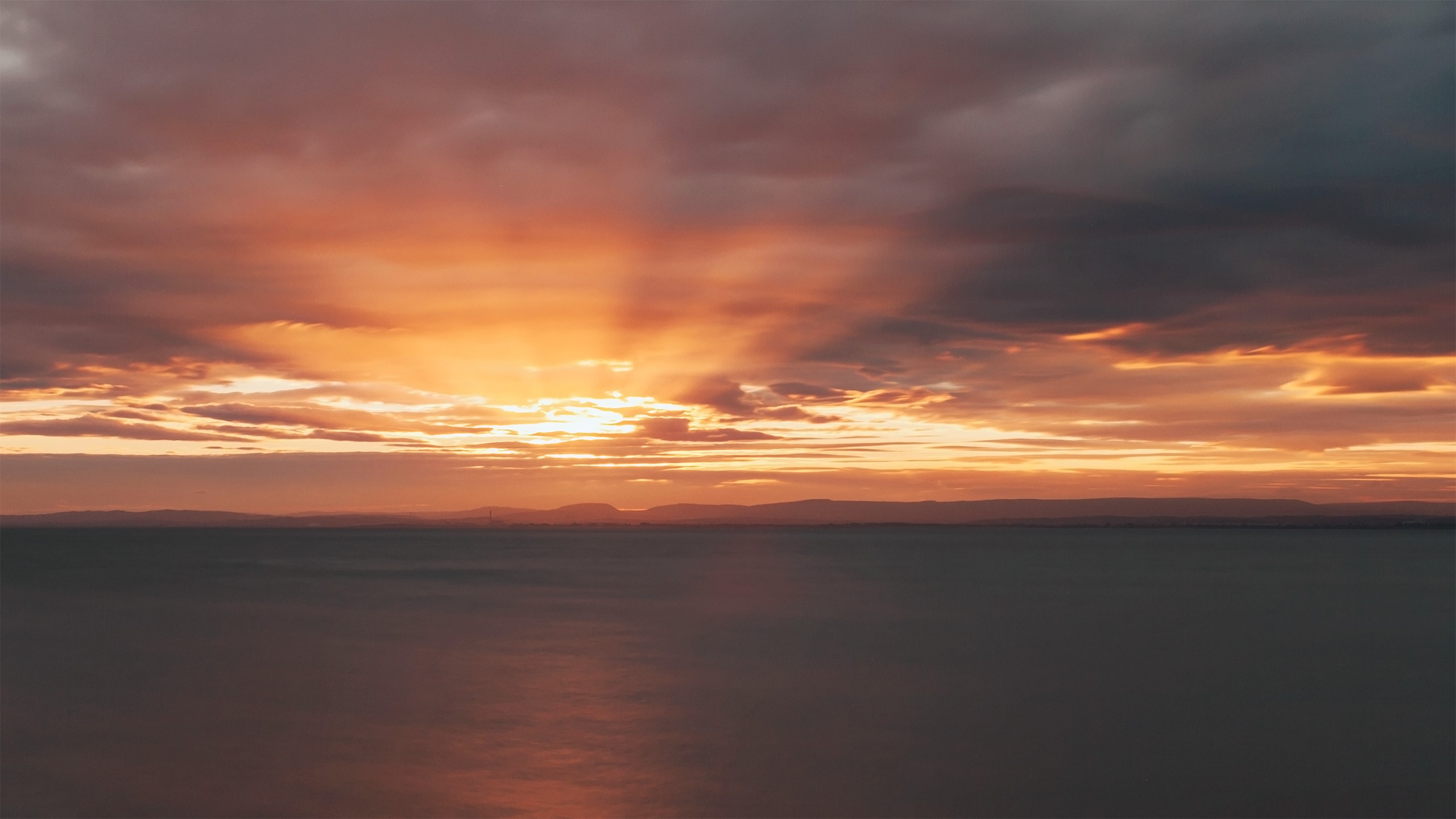 sunset, water, sky, sunlight, nature, HD Wallpaper
