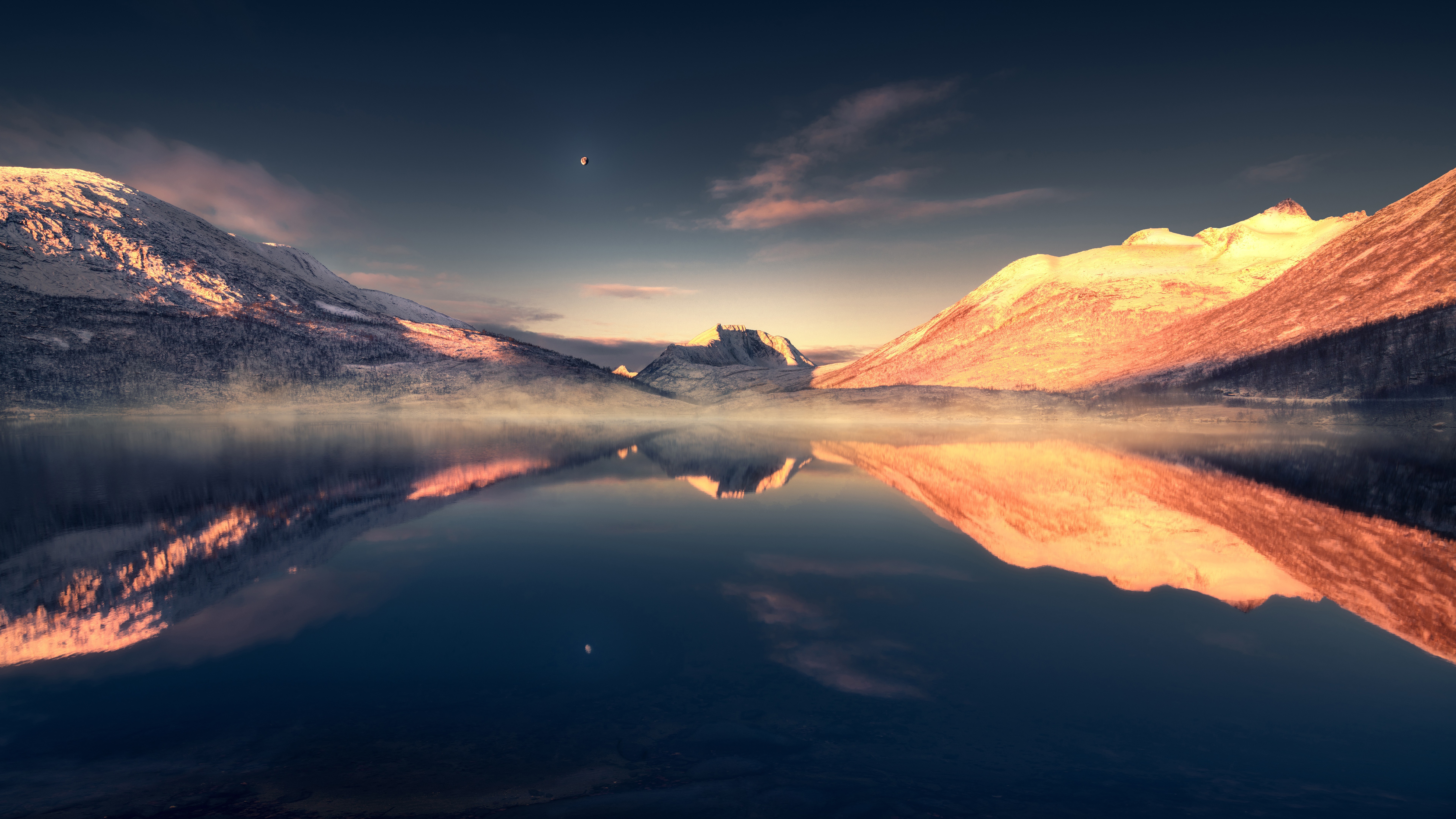 landscape, lake, mountains, reflection, nature, sky, water, HD Wallpaper