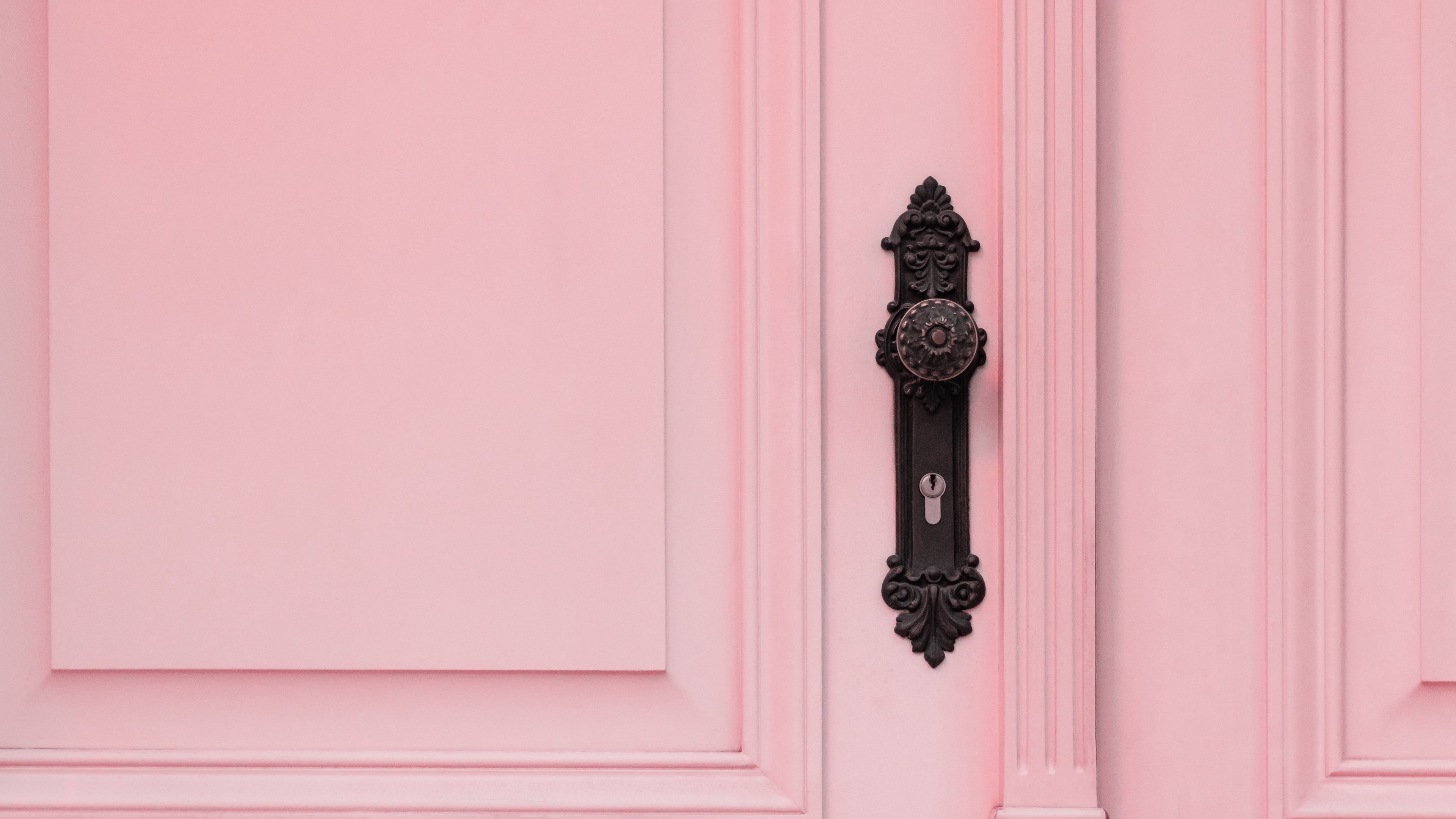 door, handle, lock, pink, 4k, HD Wallpaper