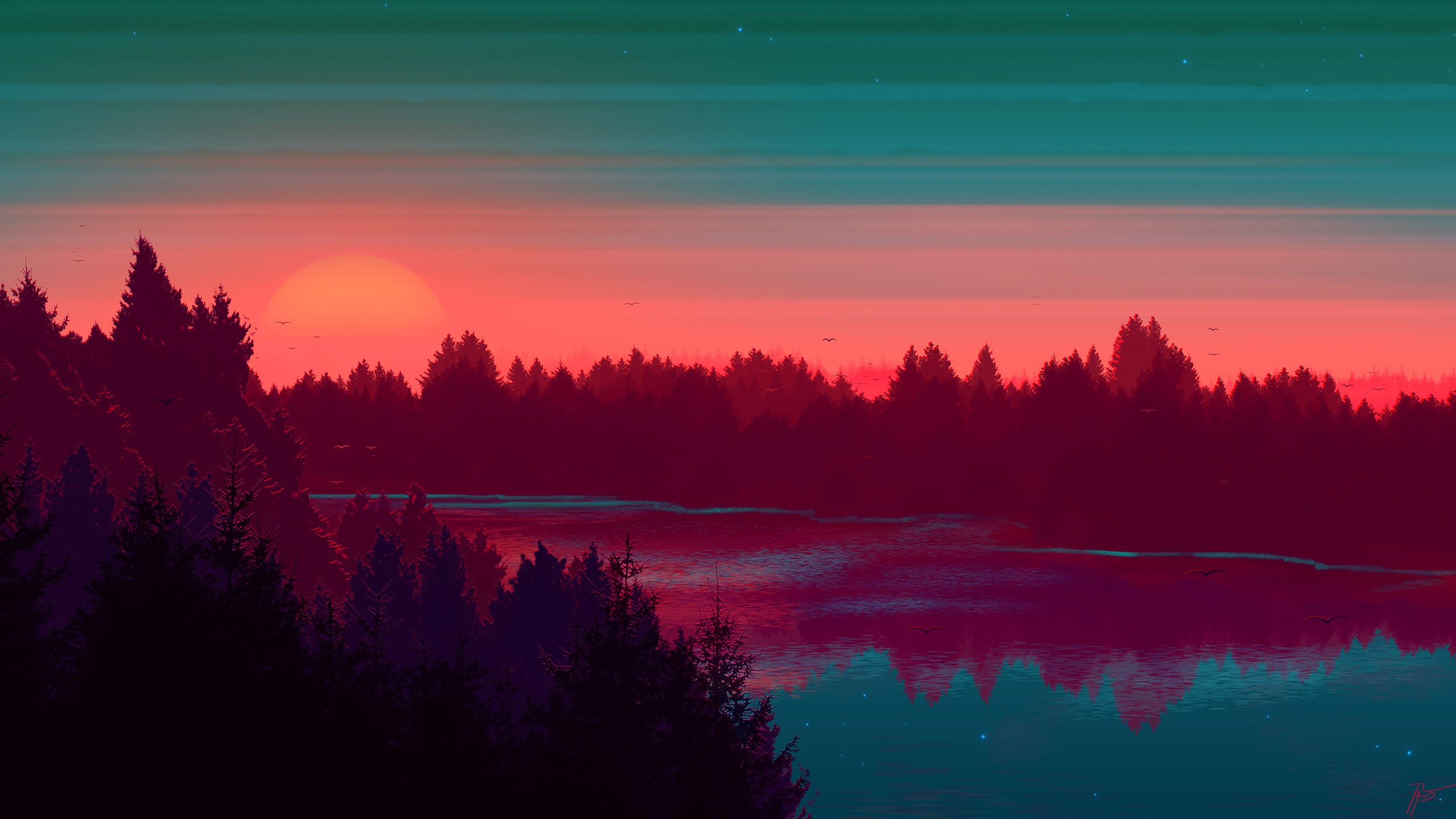 JoeyJazz, forest, river, contrast, HD Wallpaper