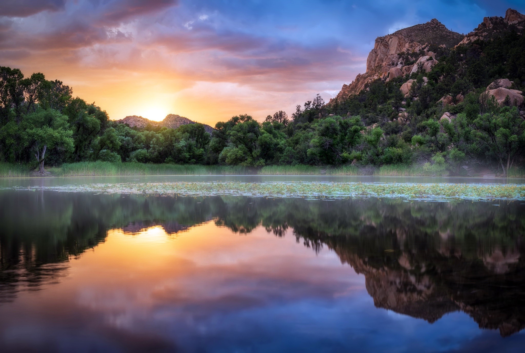 reflection, nature, water, sky, sunlight, HD Wallpaper