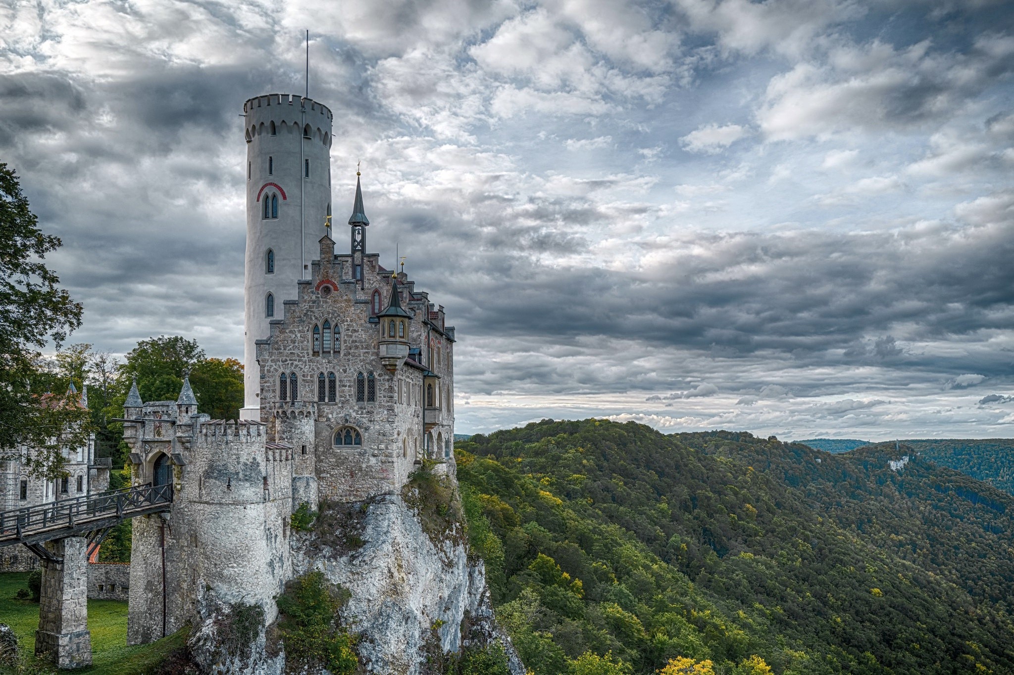 castle, landscape, building, Germany, Lichtenstein Castle (Württemberg), HD Wallpaper