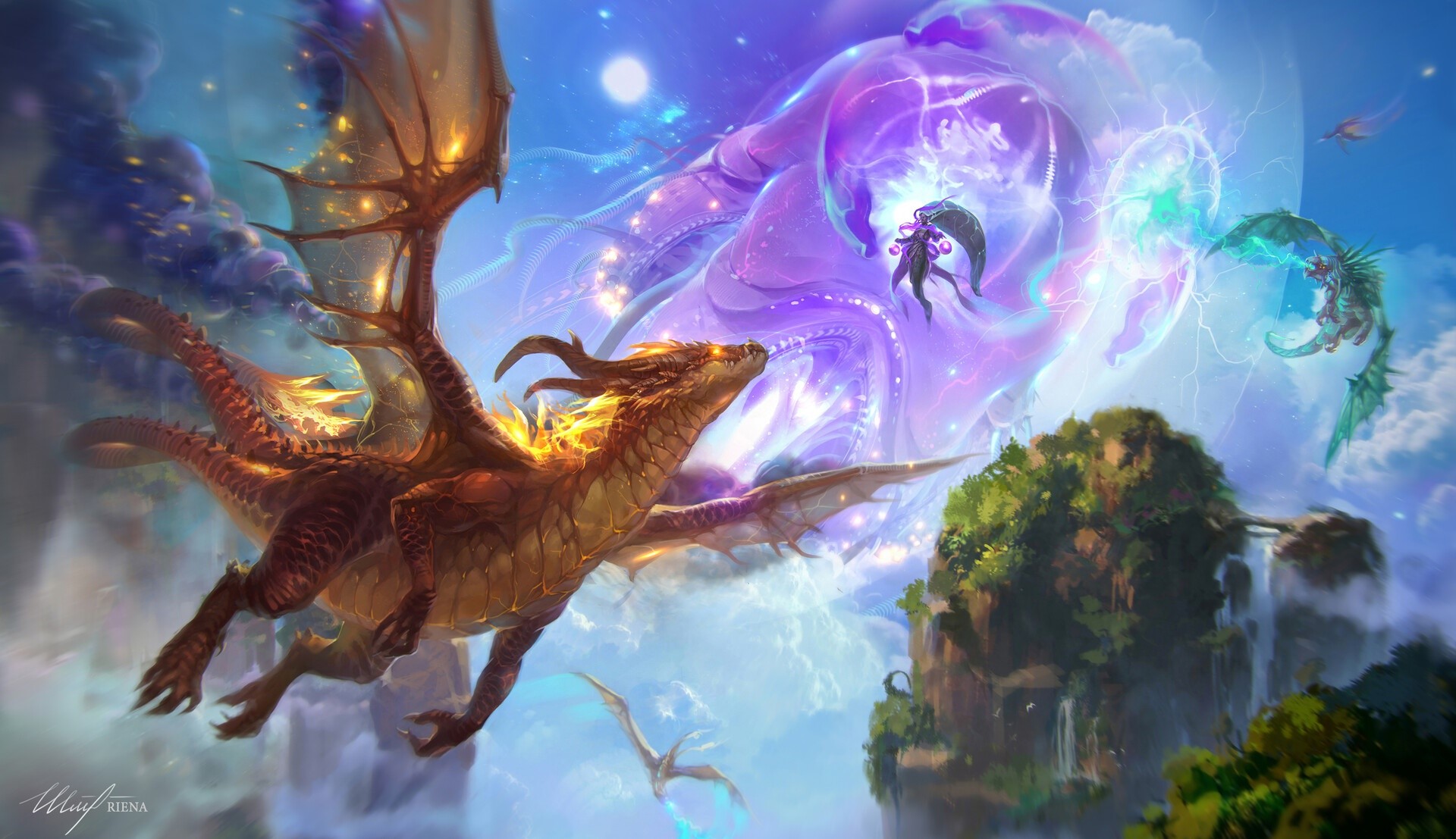 fantasy art, artwork, colorful, creature, dragon, HD Wallpaper