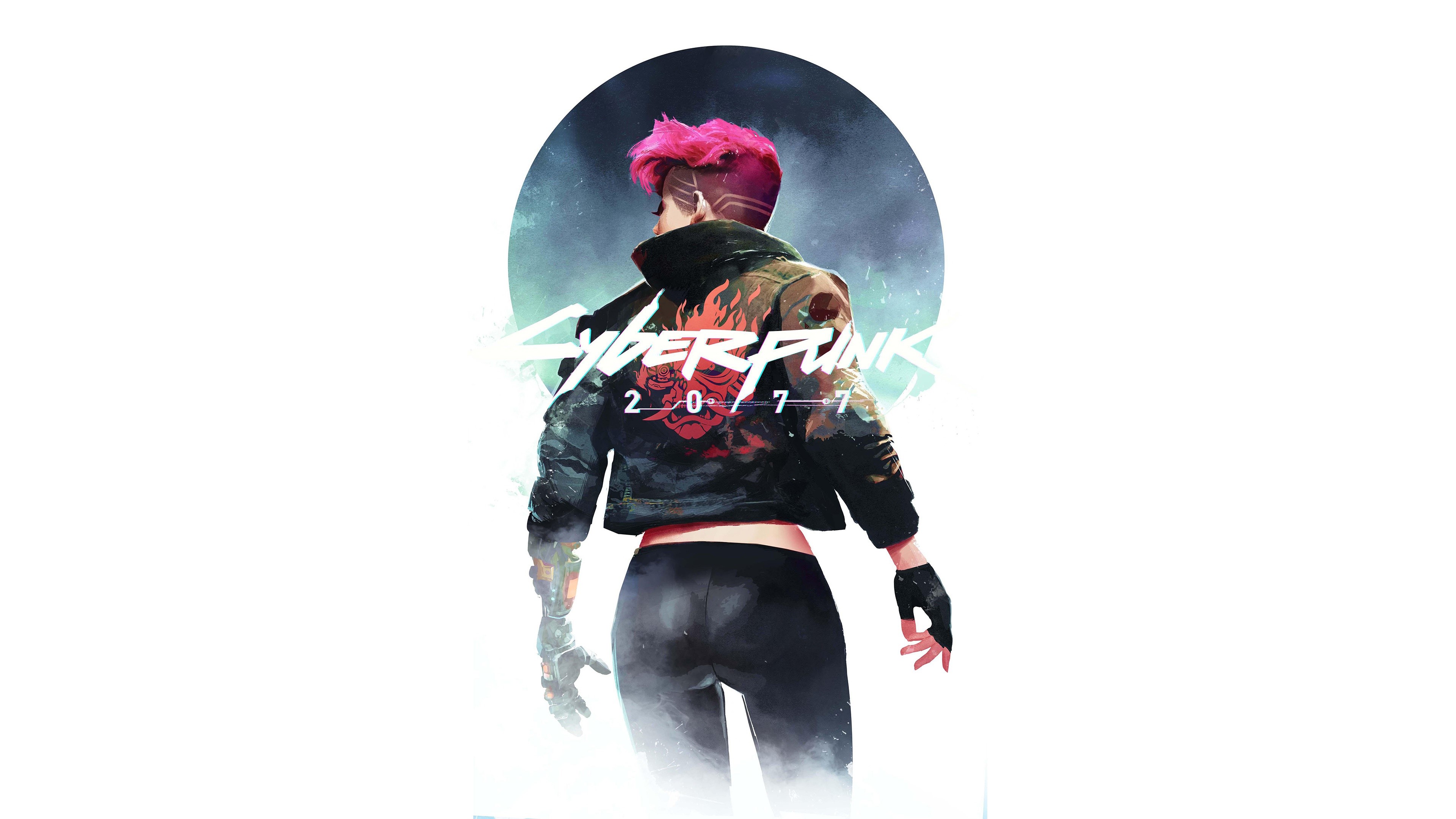 Cyberpunk 2077, simple background, futuristic, white background, artwork, HD Wallpaper