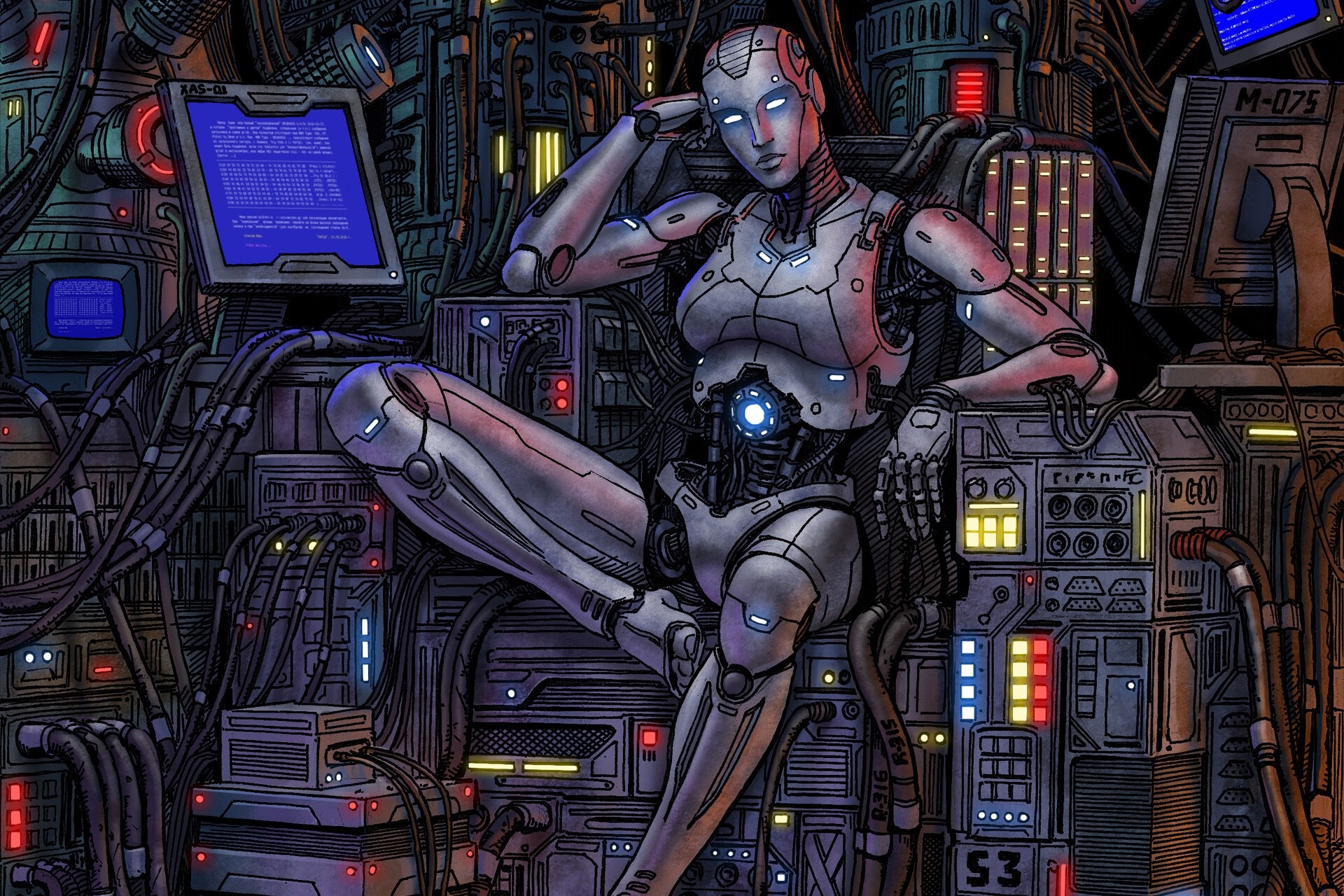 artwork, robot, futuristic, HD Wallpaper