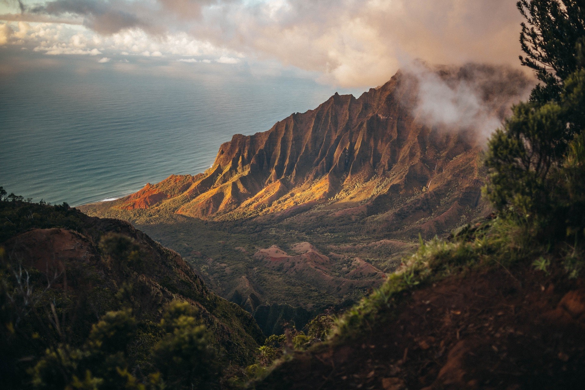 nature, landscape, sea, hills, mountains, valley, Hawaii, HD Wallpaper