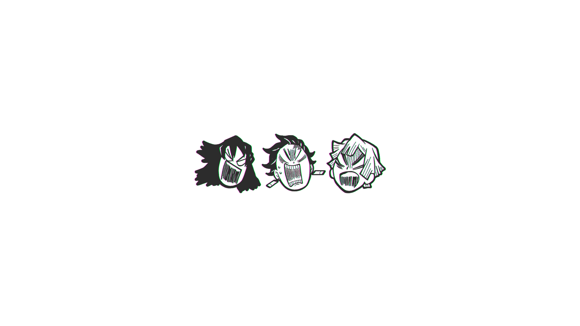 Kimetsu no Yaiba, Kamado Tanjirō, Zenitsu Agatsuma, Inosuke Hashibira, monochrome, minimalism, HD Wallpaper