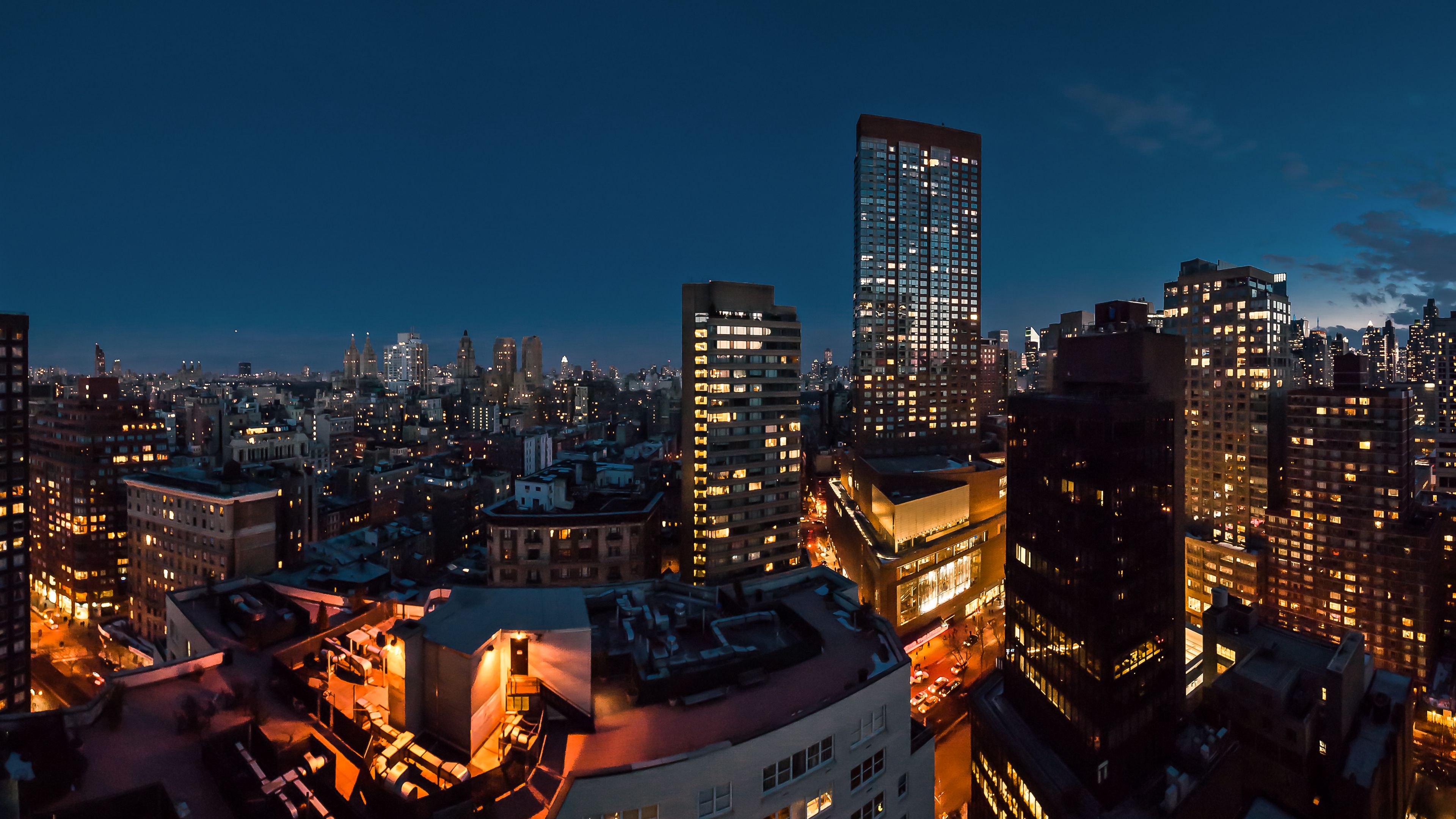 night city, buildings, roofs, 4k, HD Wallpaper