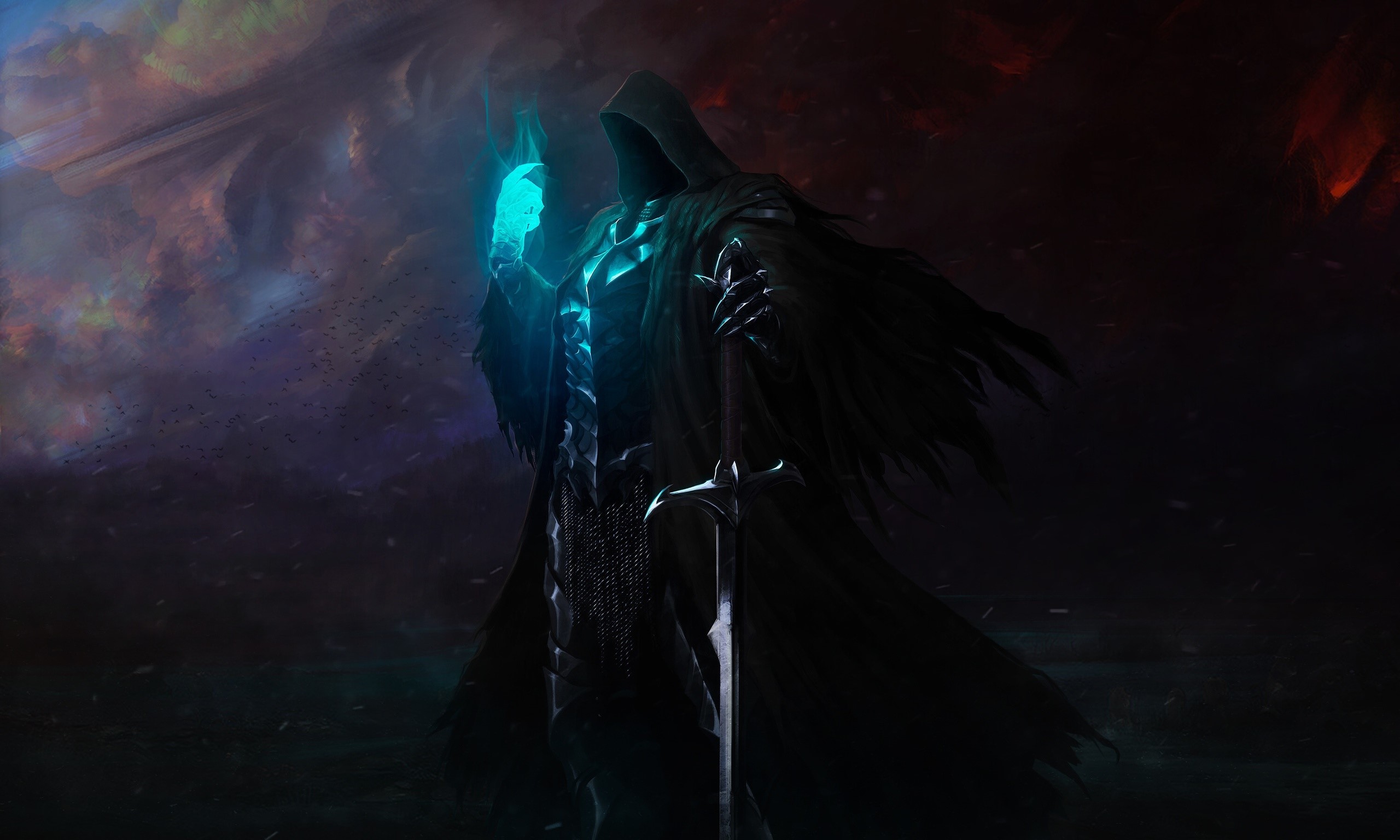 The Lord of the Rings, Nazgûl, fantasy art, dark, cyan, HD Wallpaper