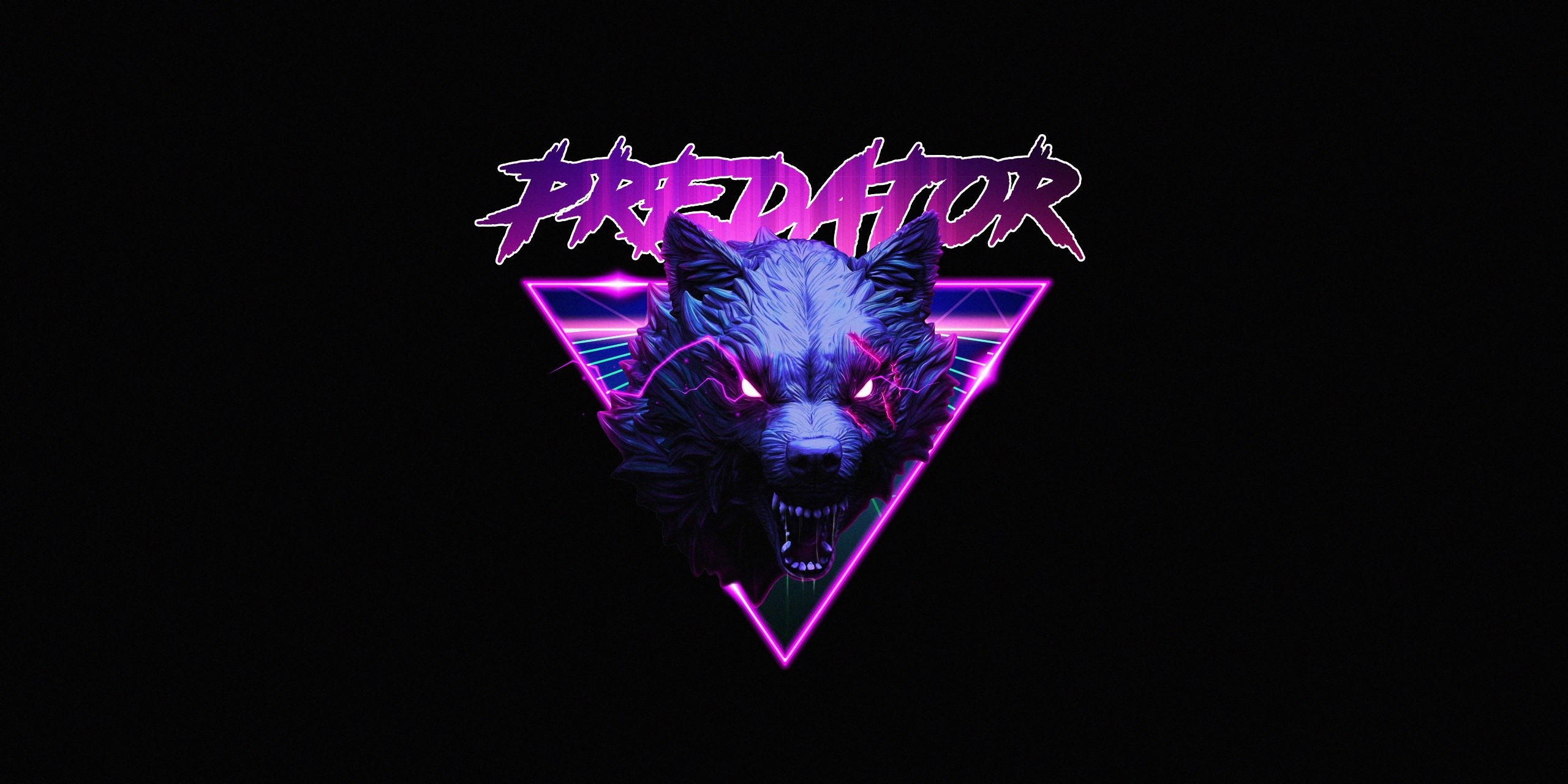 simple background, neon, synthwave, artwork, triangle, minimalism, HD Wallpaper
