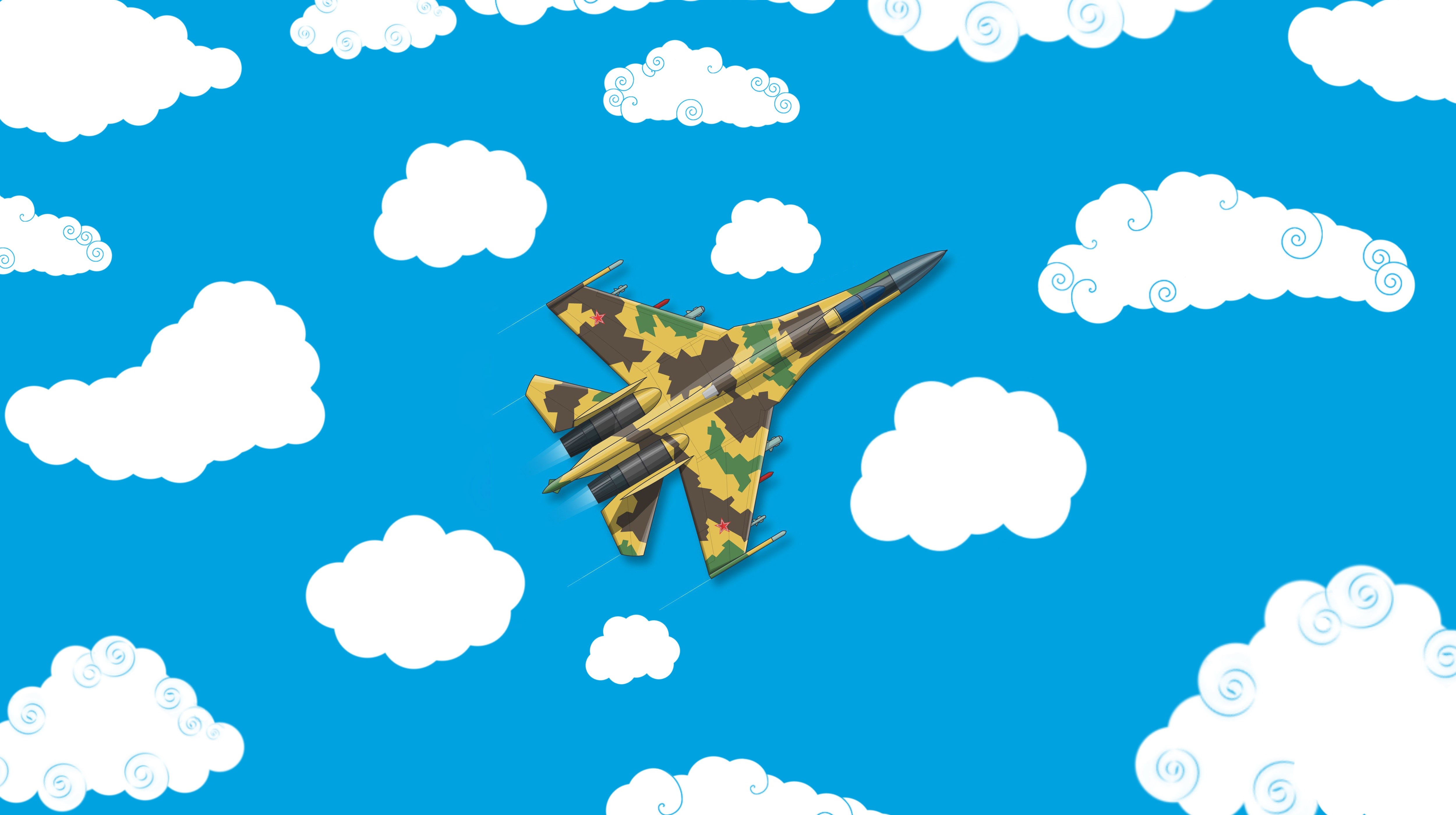 aircraft, vehicle, artwork, Russia, military, military aircraft, Sukhoi Su-35, HD Wallpaper