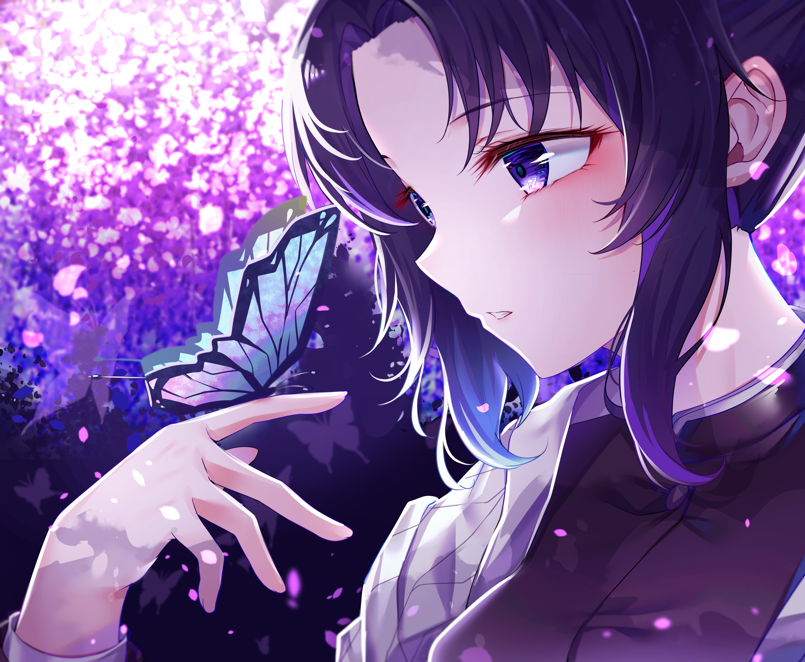 anime, anime girls, digital art, artwork, 2D, portrait, Kimetsu no Yaiba, Kochou Shinobu, HD Wallpaper