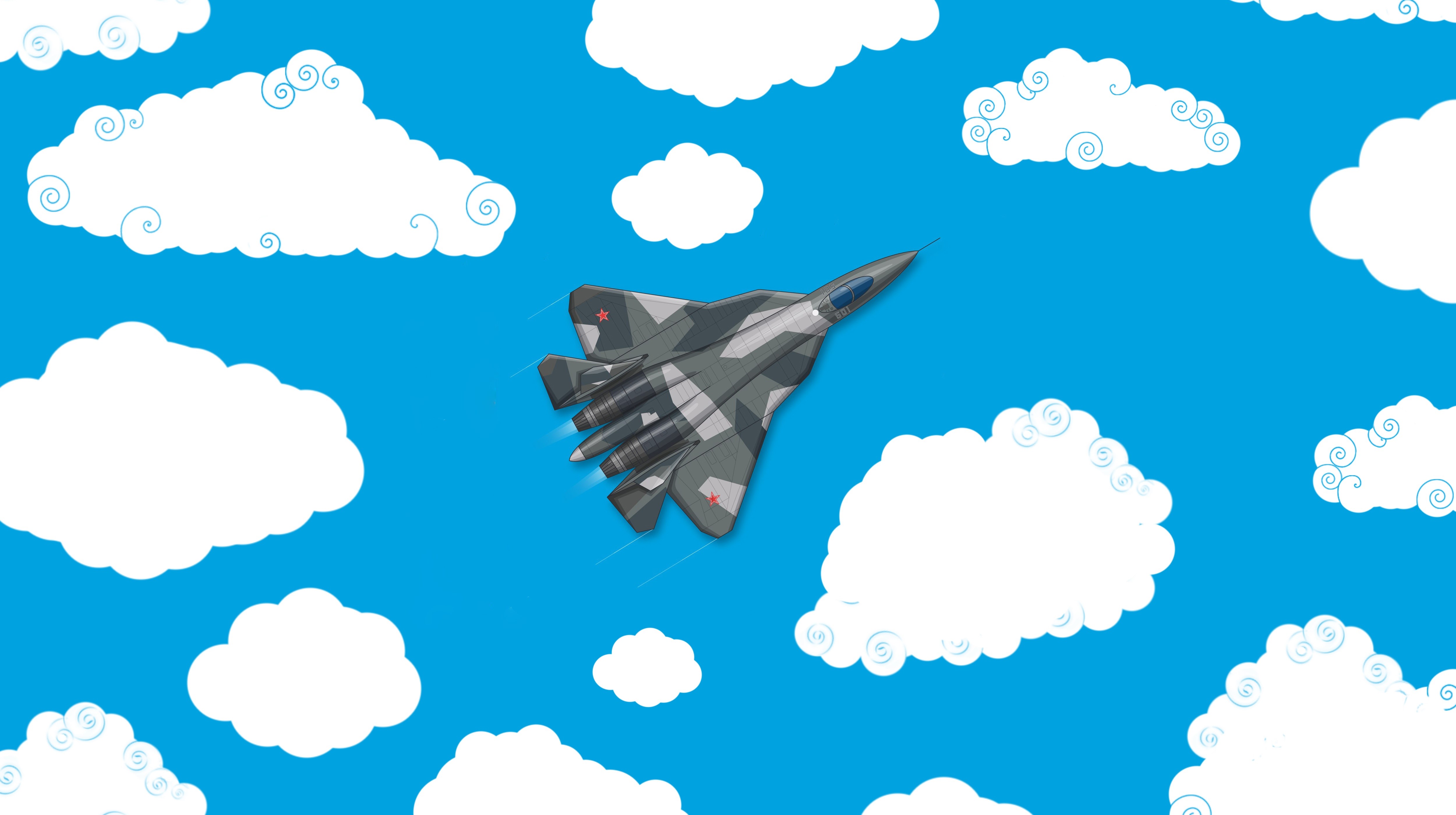 artwork, aircraft, military aircraft, vehicle, military, Russia, SU-57, HD Wallpaper