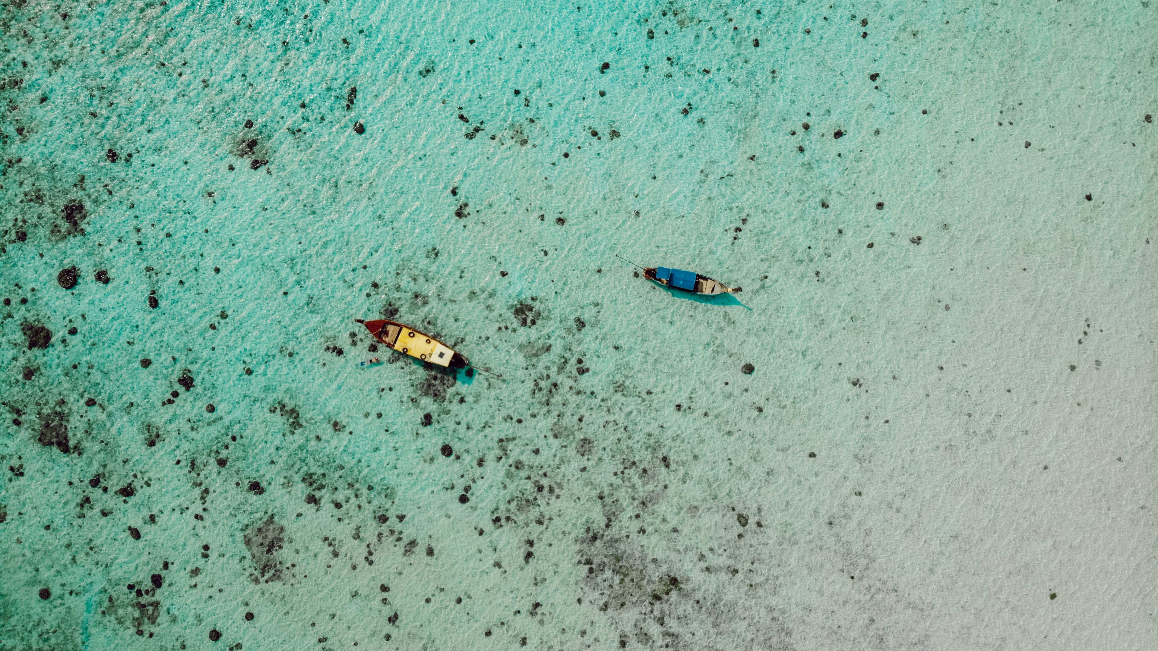 boats, water, aerial view, 4k, HD Wallpaper
