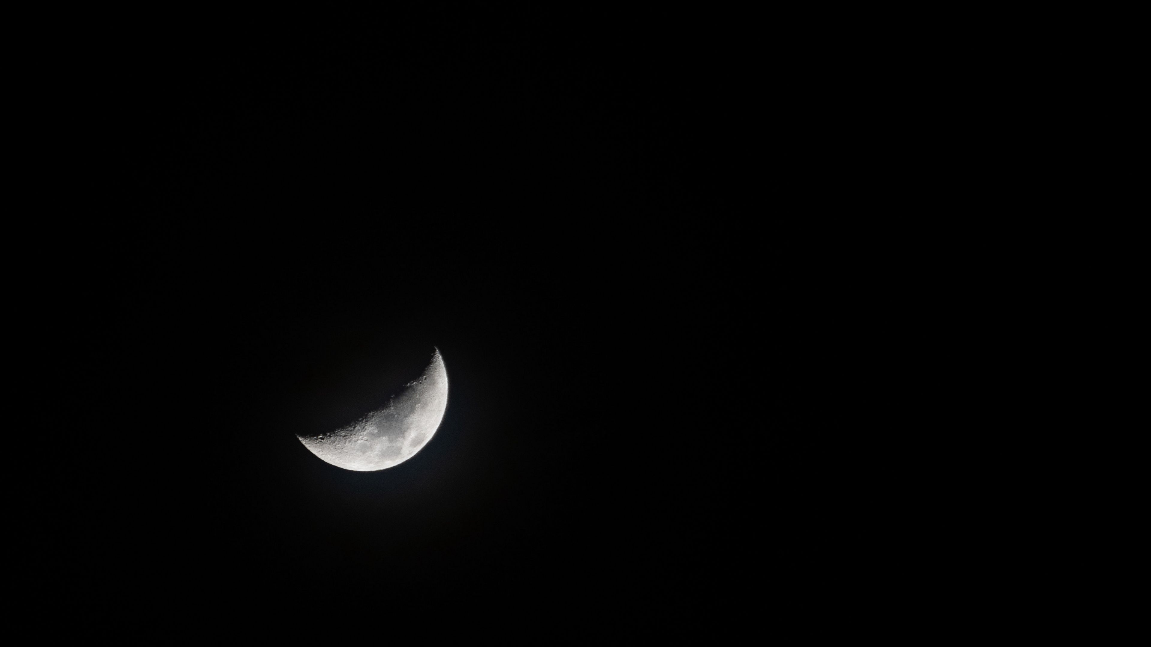 moon, crescent, full moon, bw, night, 4k, HD Wallpaper