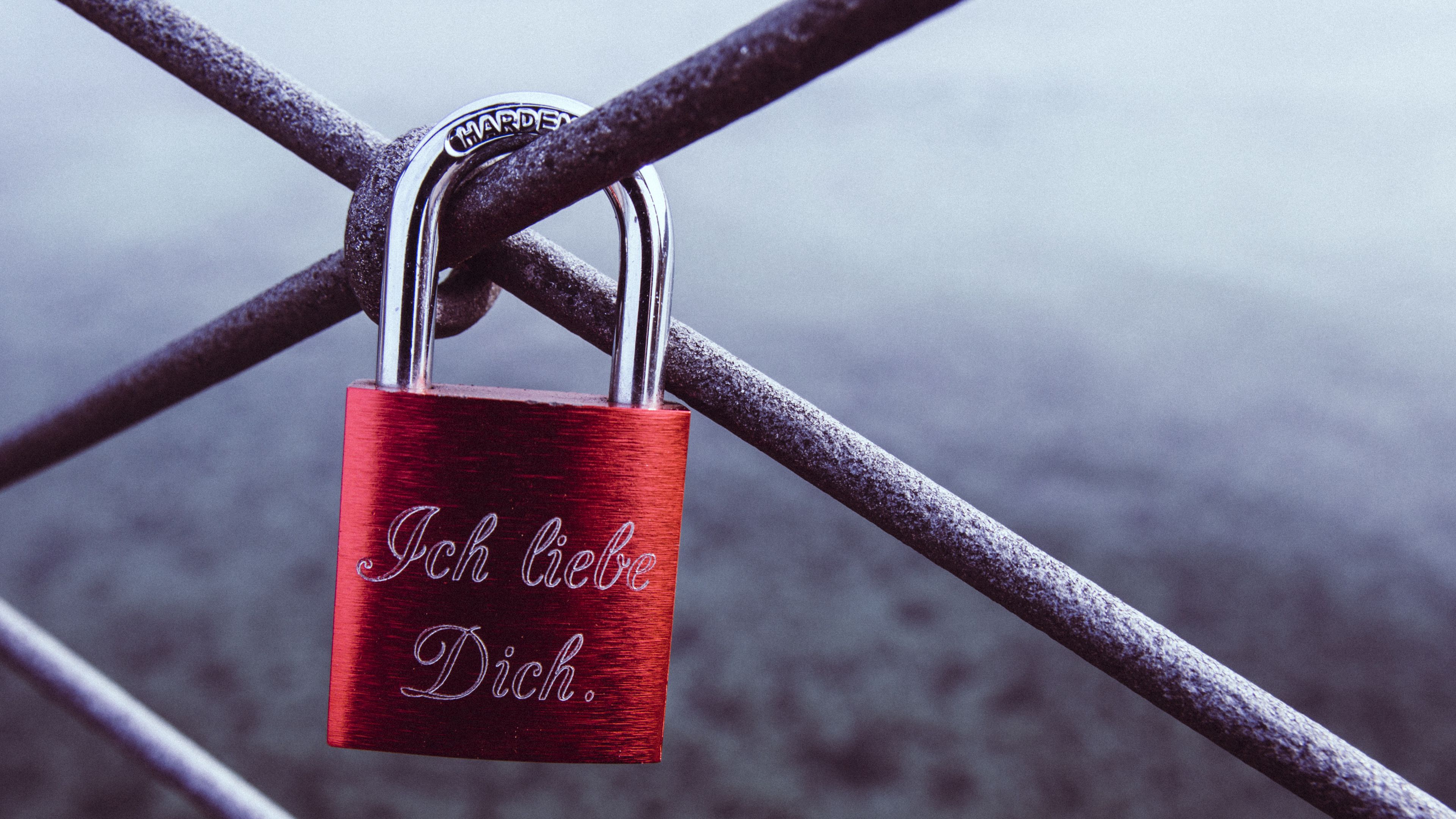 lock, love, closed, red, romance, 4k, HD Wallpaper