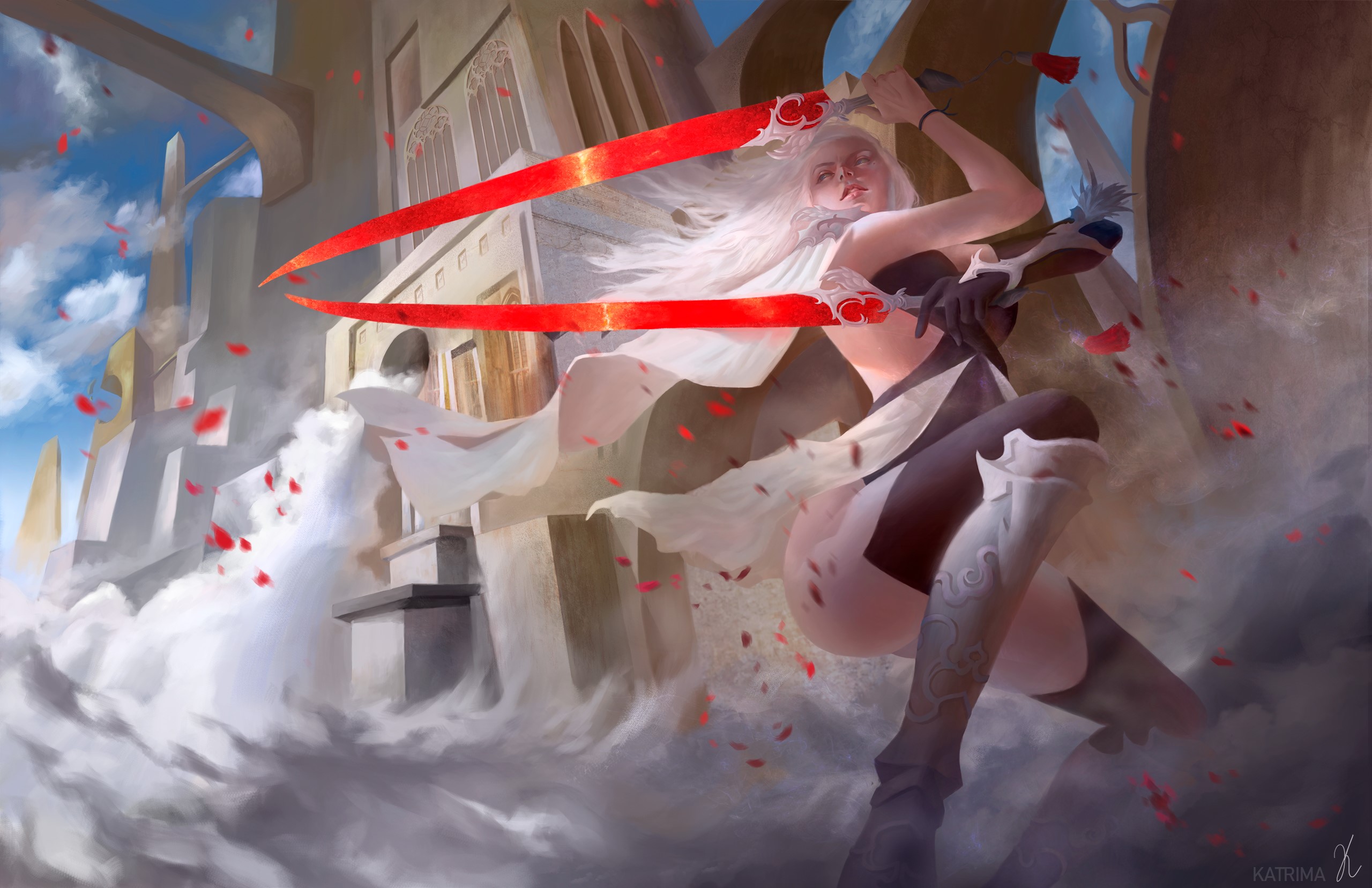 artwork, fantasy art, women, sword, HD Wallpaper