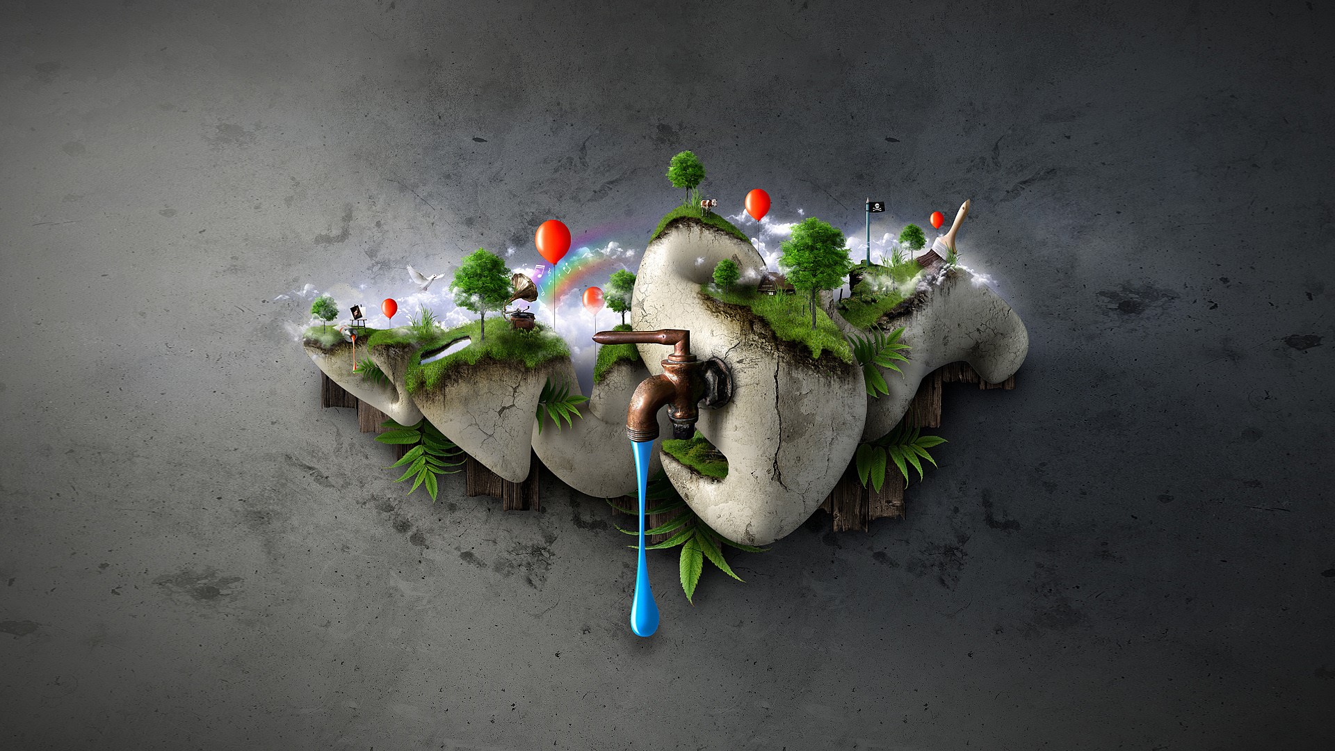 abstract, 3D Abstract, collage, HD Wallpaper