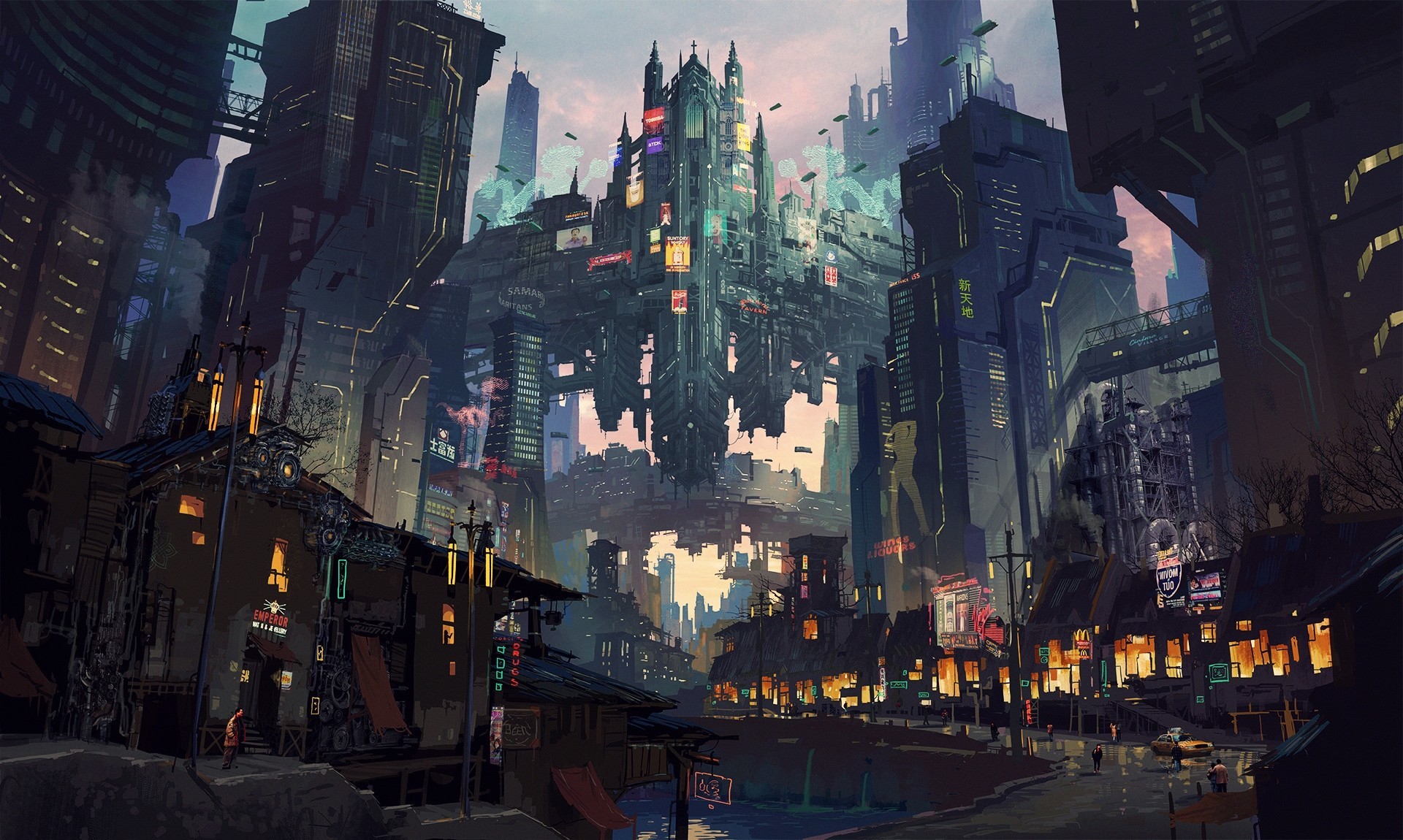 artwork, digital art, futuristic, city, HD Wallpaper