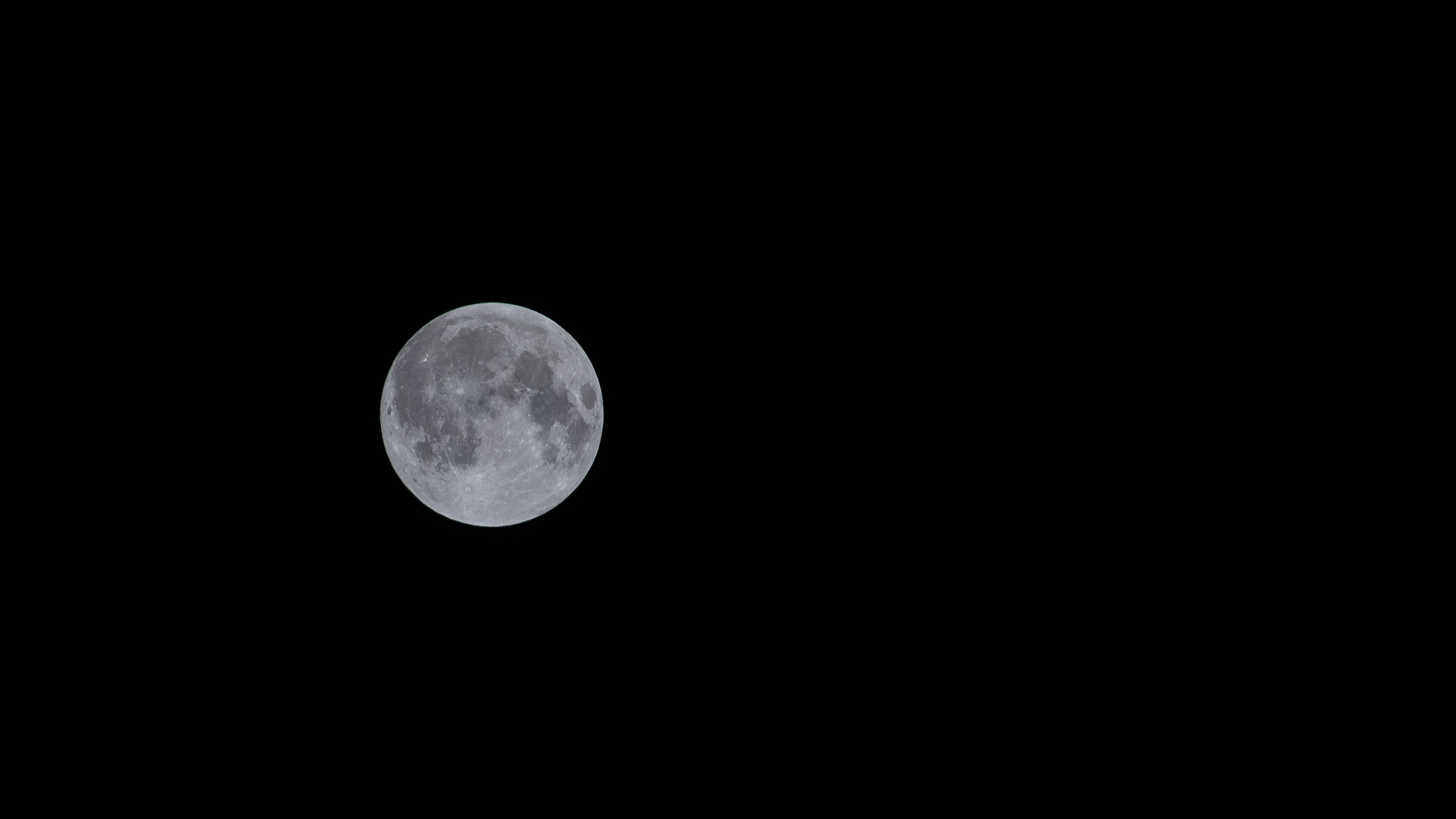 moon, full moon, space, satellite, bw, 4k, HD Wallpaper